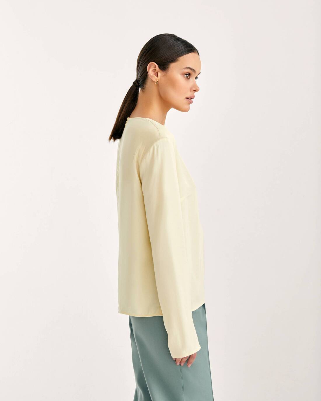 Satin top with shoulder pads