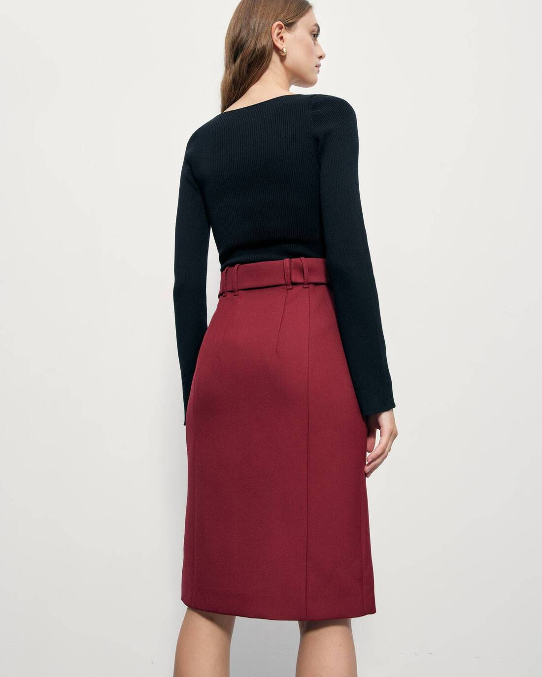 Straight silhouette midi skirt 