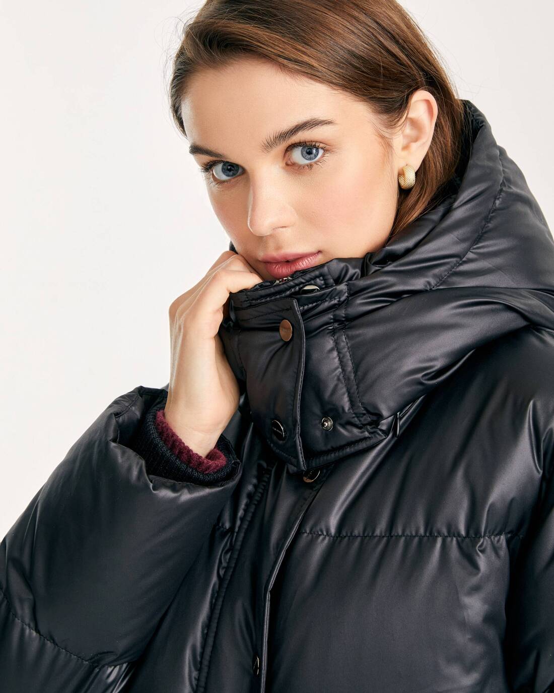 Long down jacket with a belt 