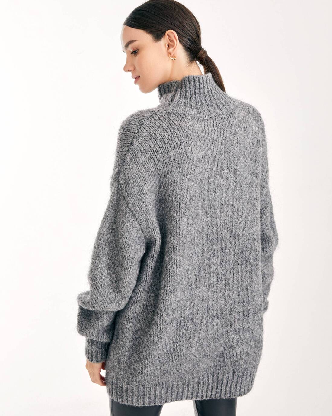Oversized stand-up collar sweater 