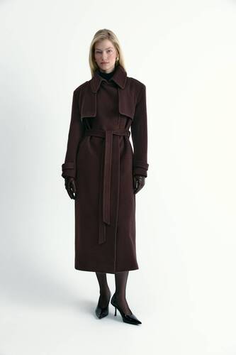 Пальто из шерсти с поясом