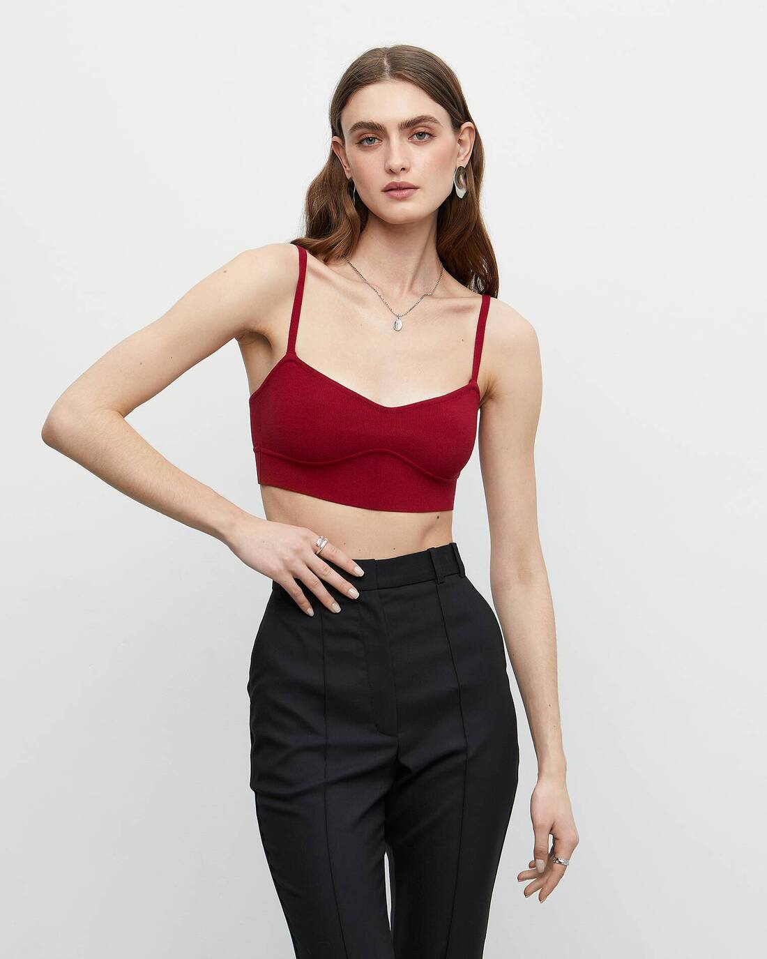 Knitted top with straps