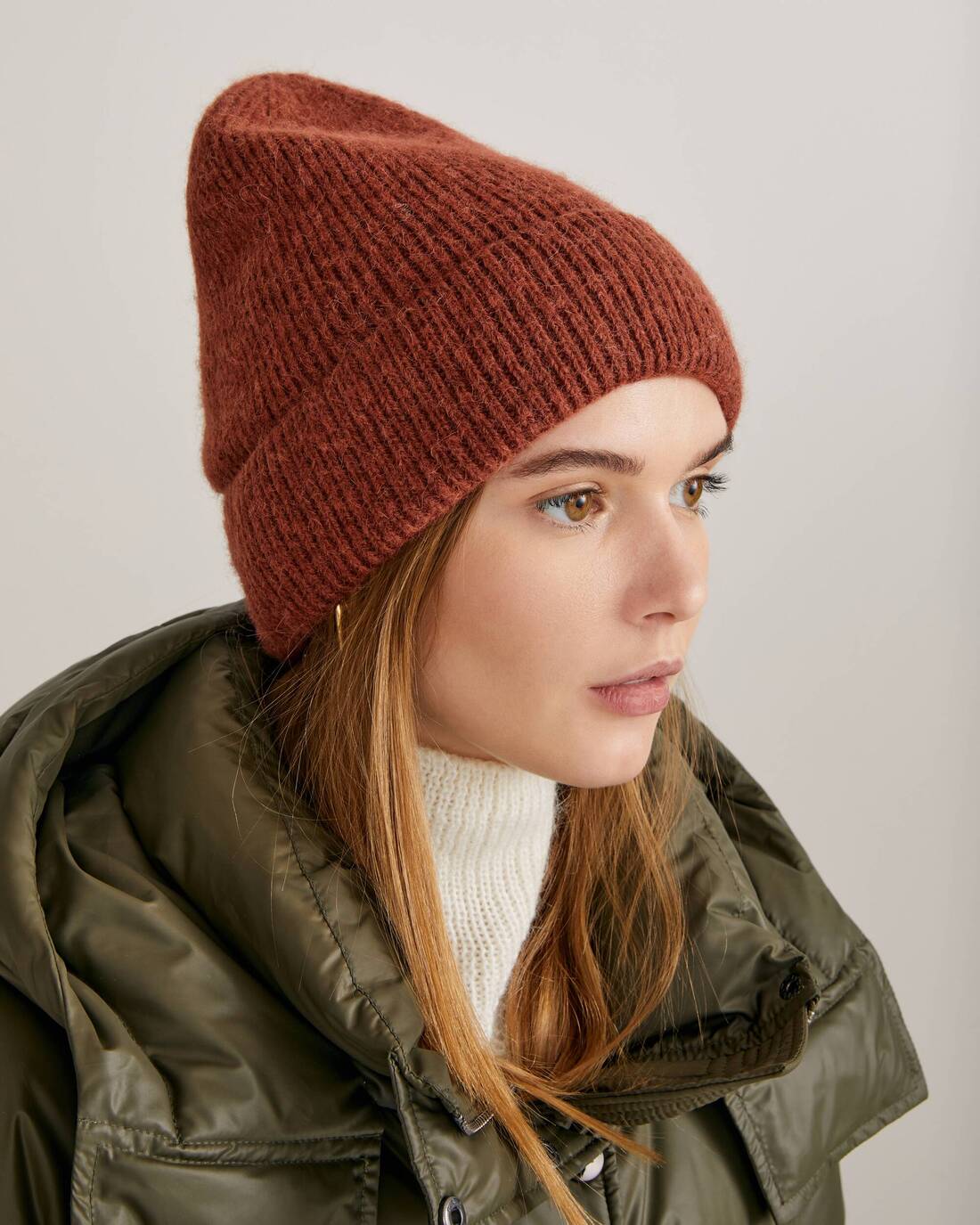 Alpaca wool beanie hat