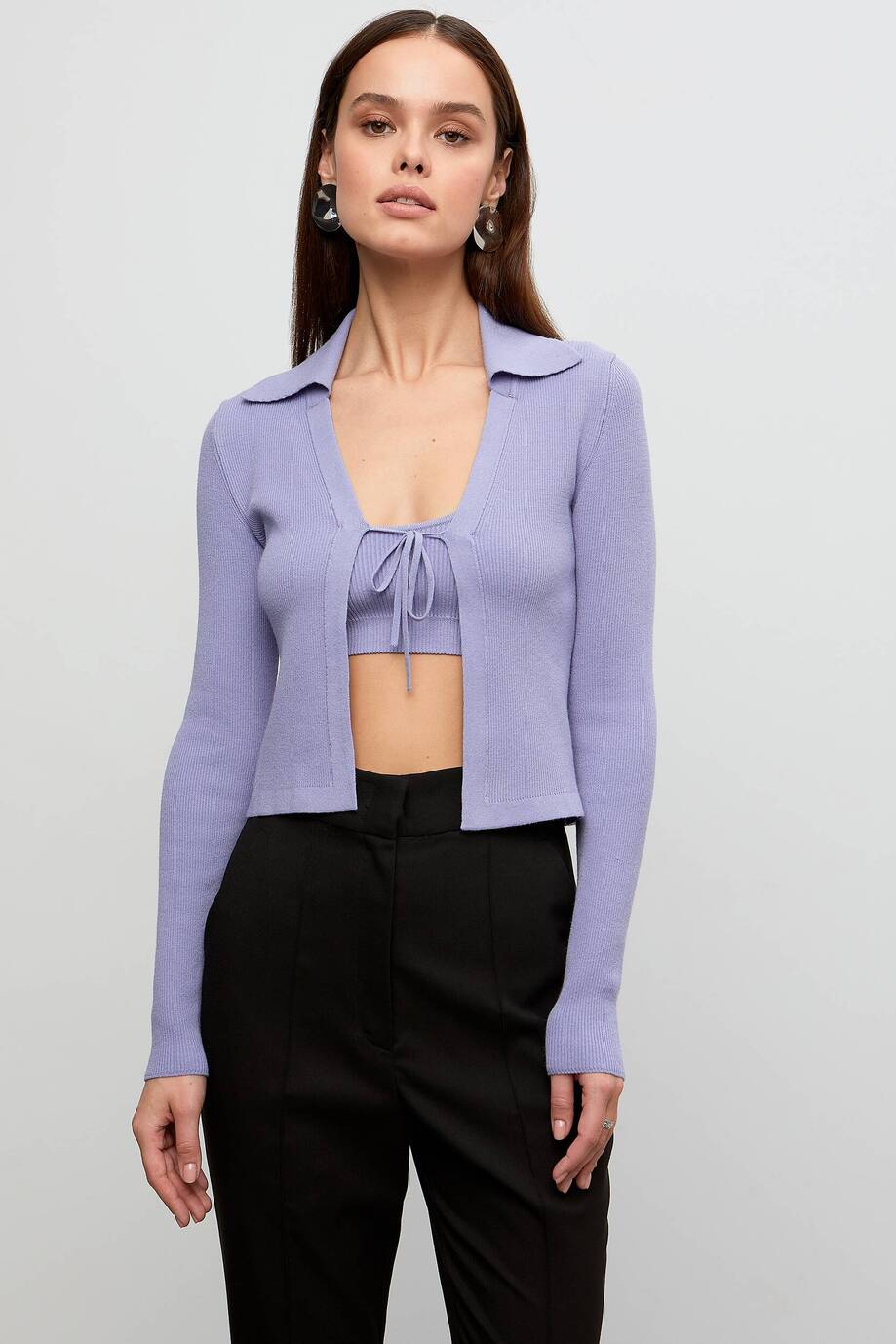 Cropped cardigan with ties