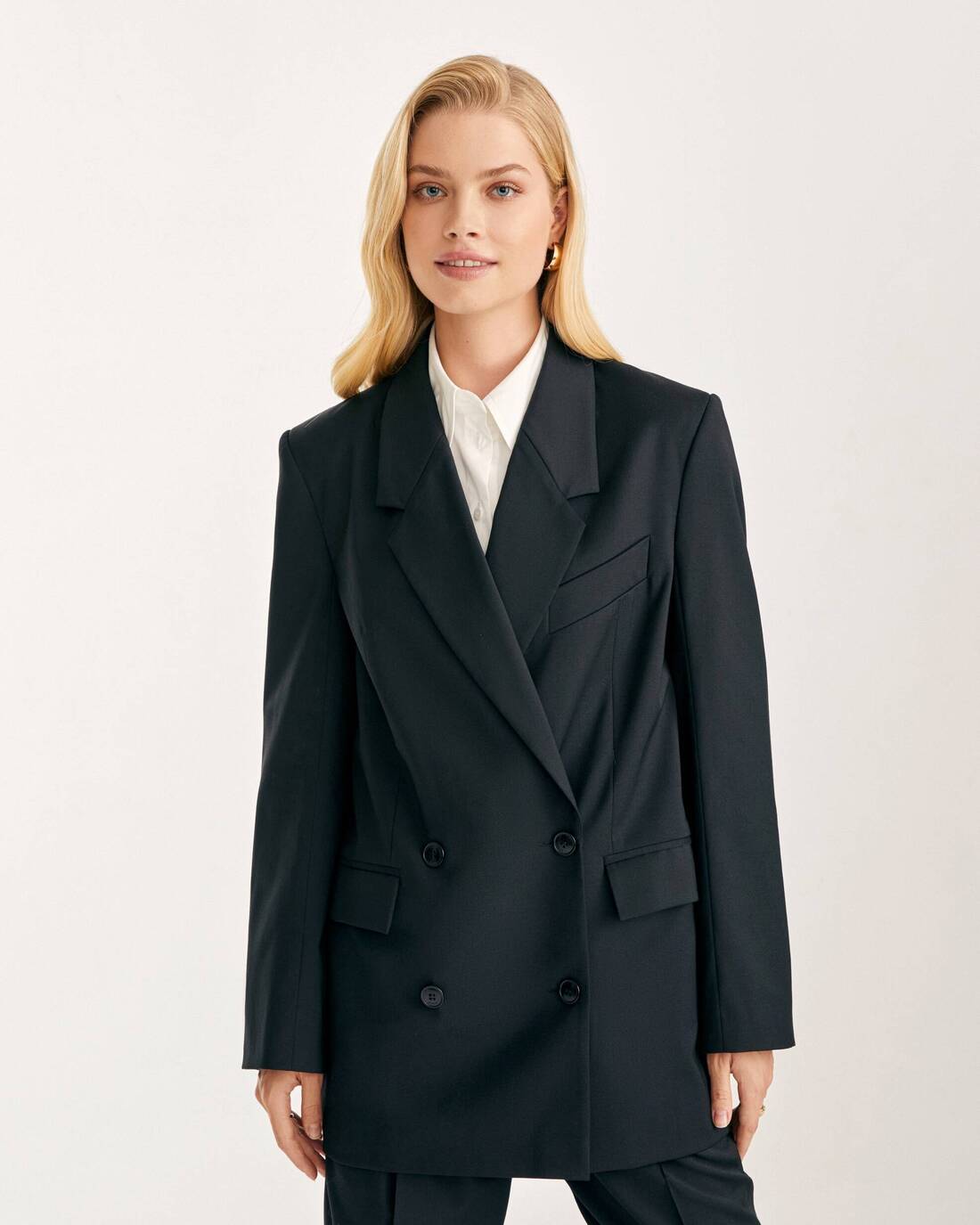 Straight cut double-breasted jacket