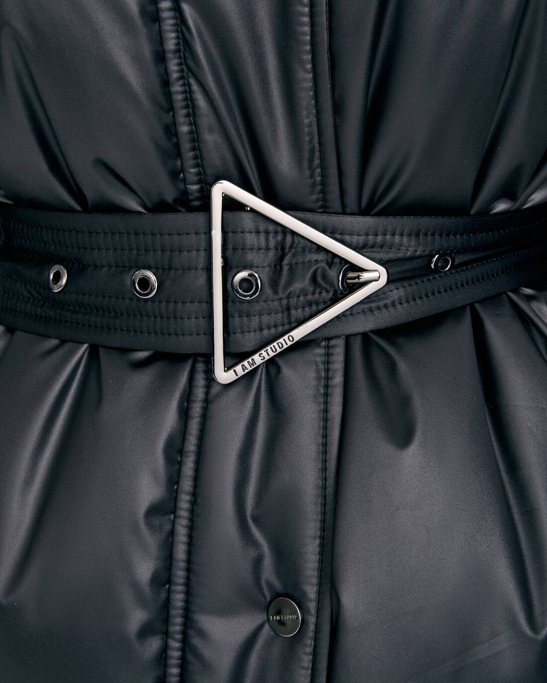 Long down jacket with a belt 