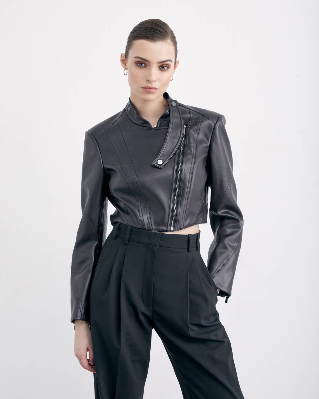 Cropped biker jacket 