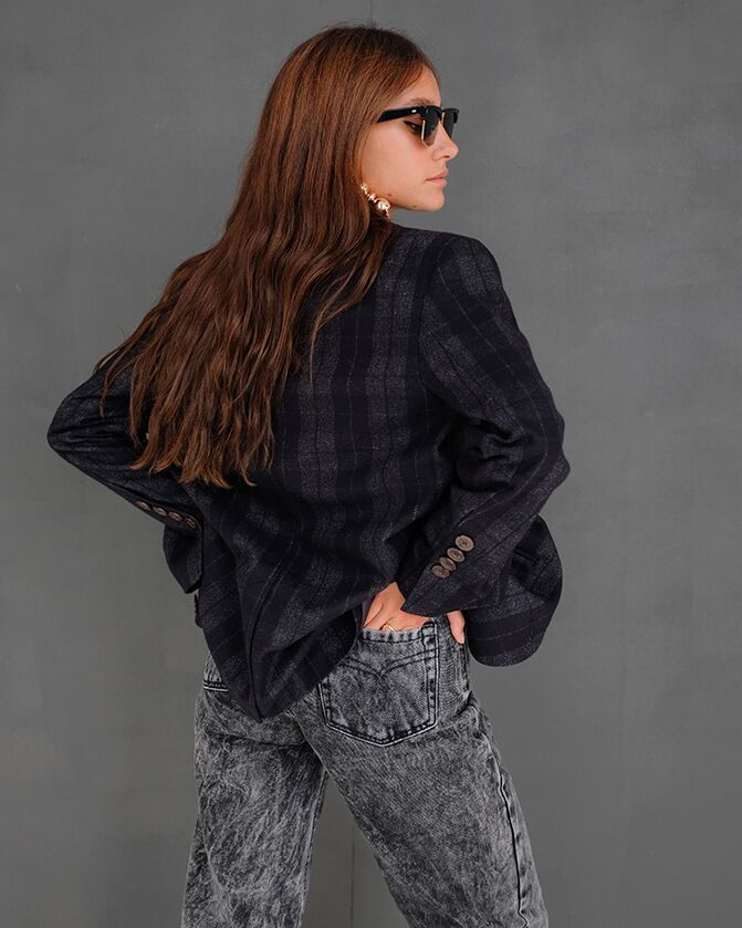 Single-breasted checked jacket