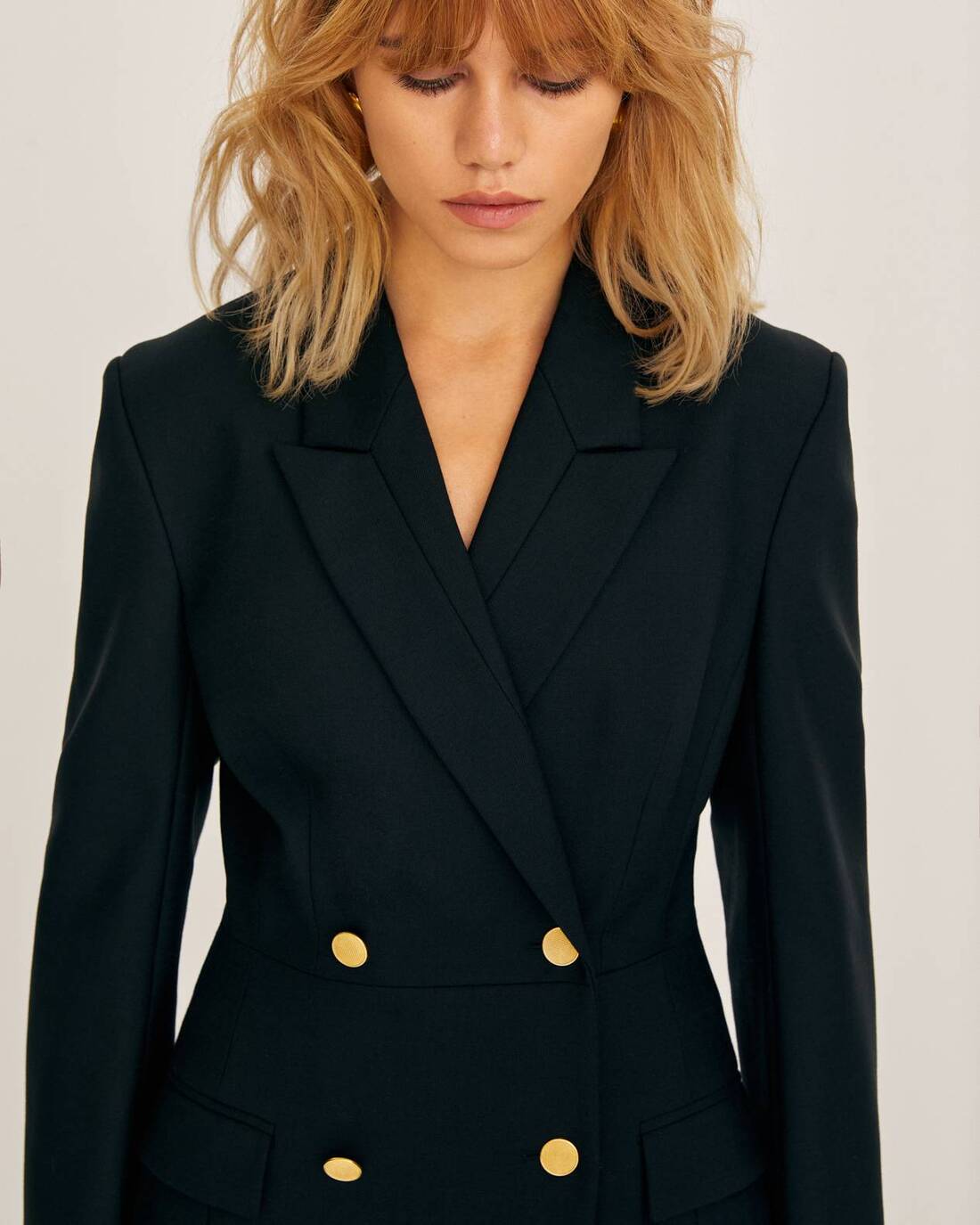 Double-breasted jacket with notched lapels