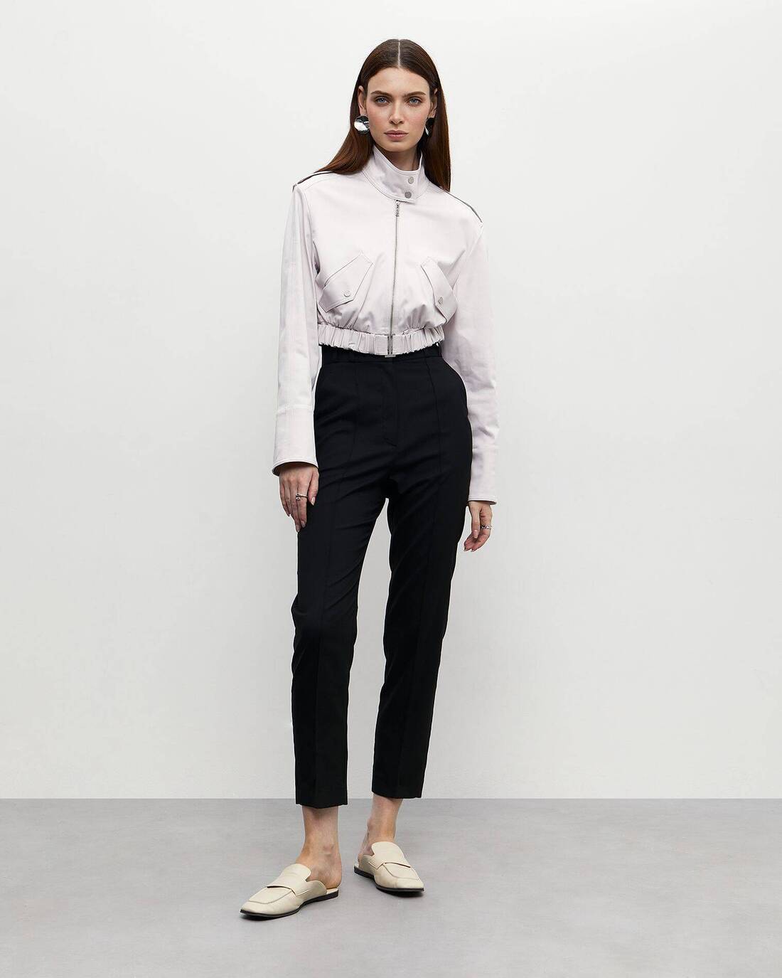 Suit fabric cropped jacket