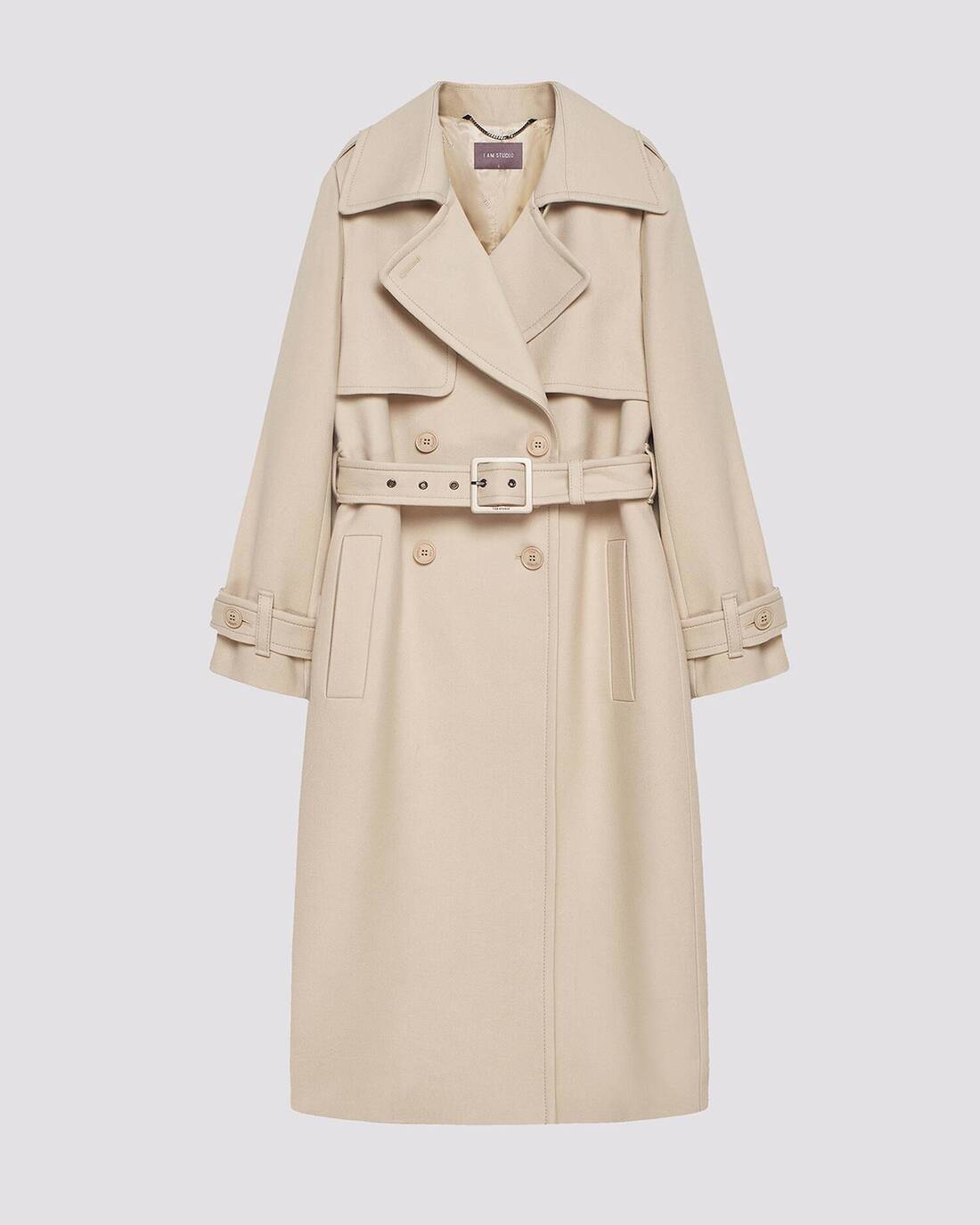 Double-breasted trench coat with a double yoke