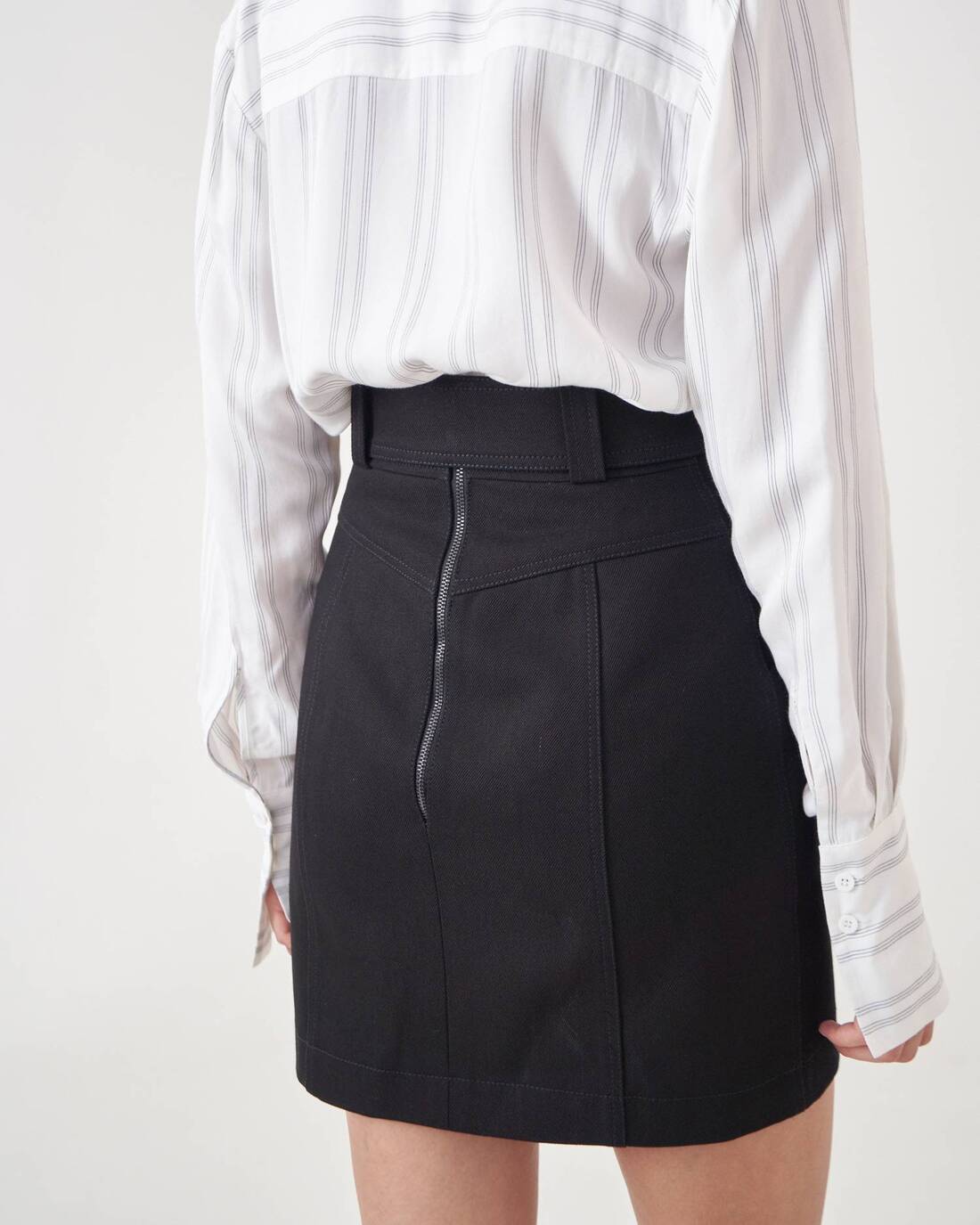 Belted trapeze skirt
