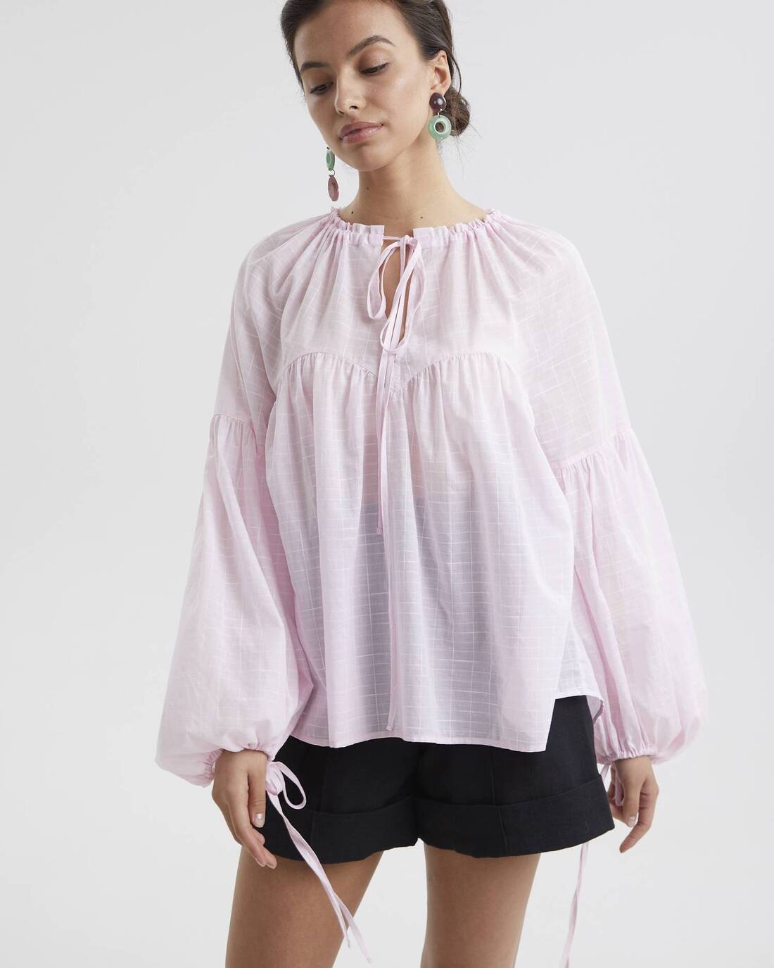 Ruched flouced blouse