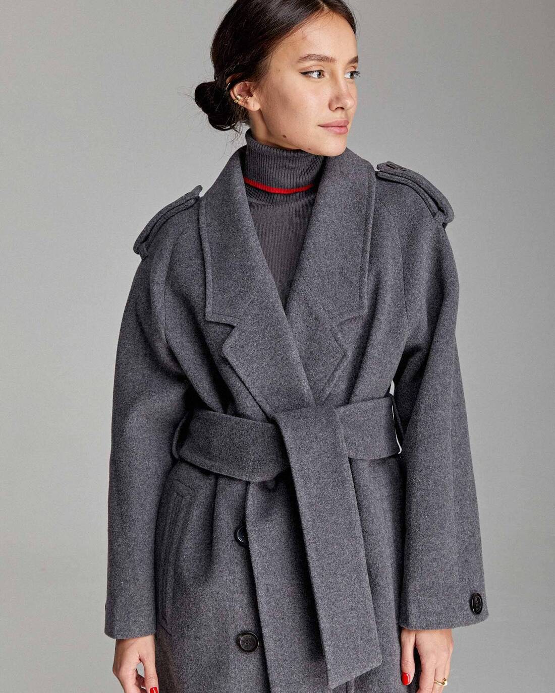 Wide belted robe coat