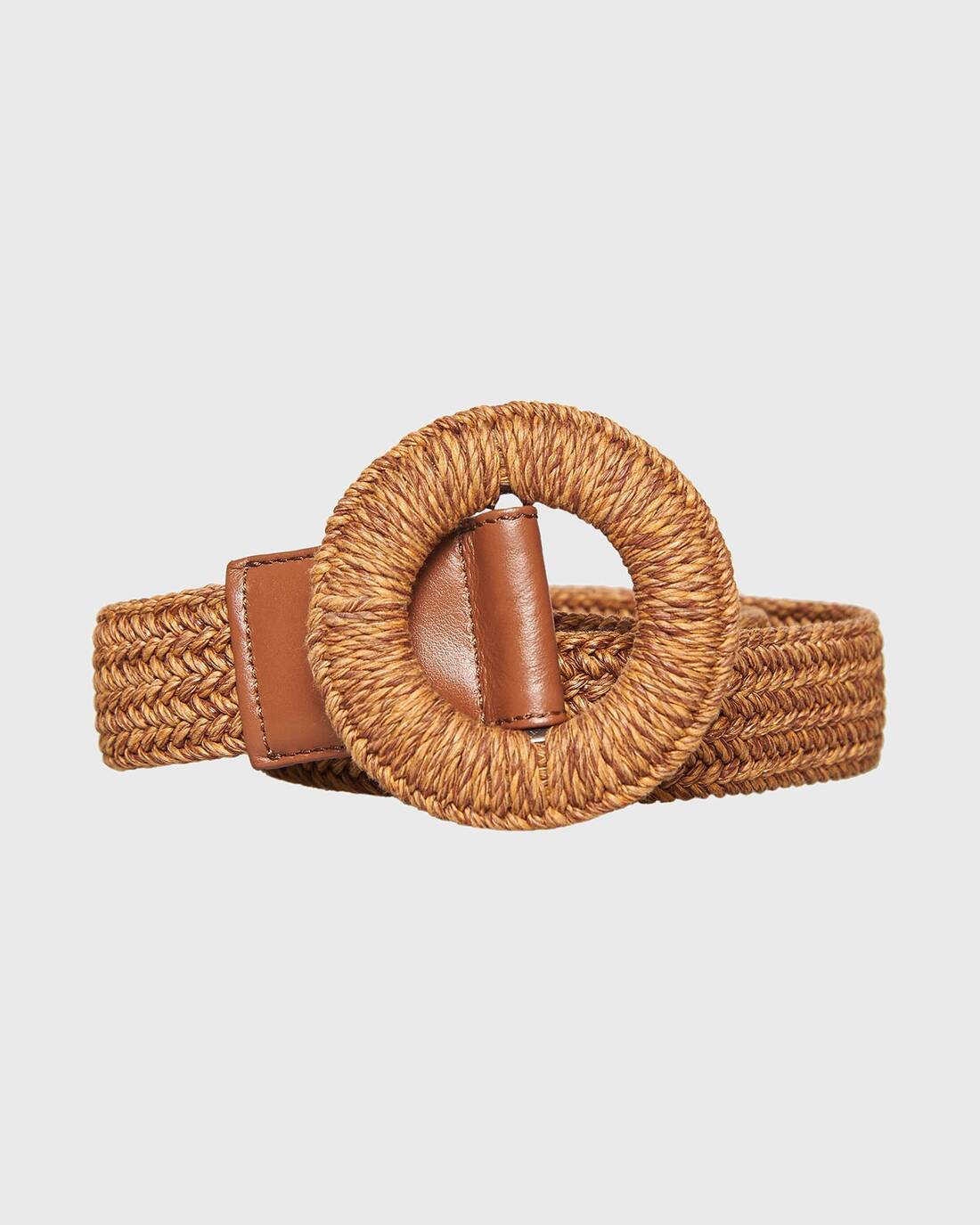 Woven belt with circular buckle
