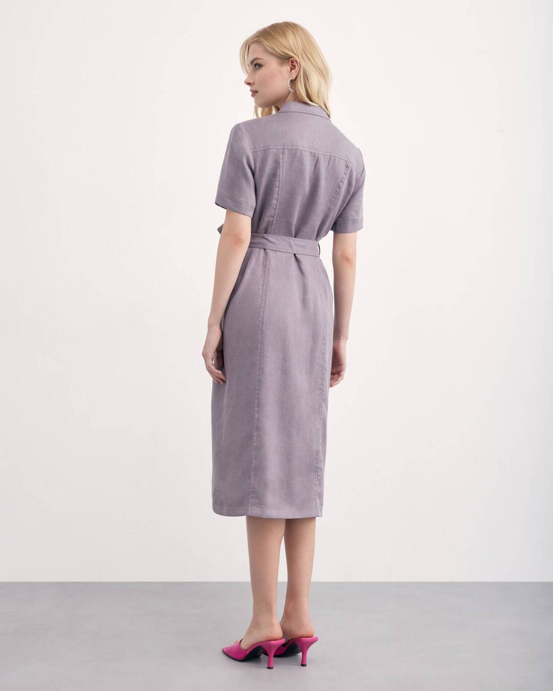 Double-breasted linen dress