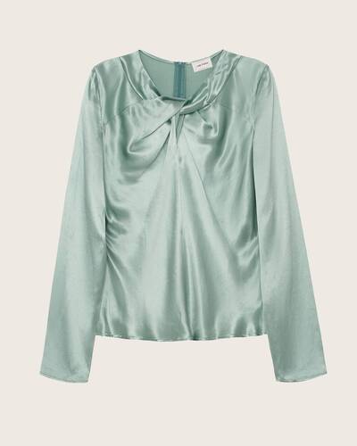 Атласная блузка с декоративным узлом