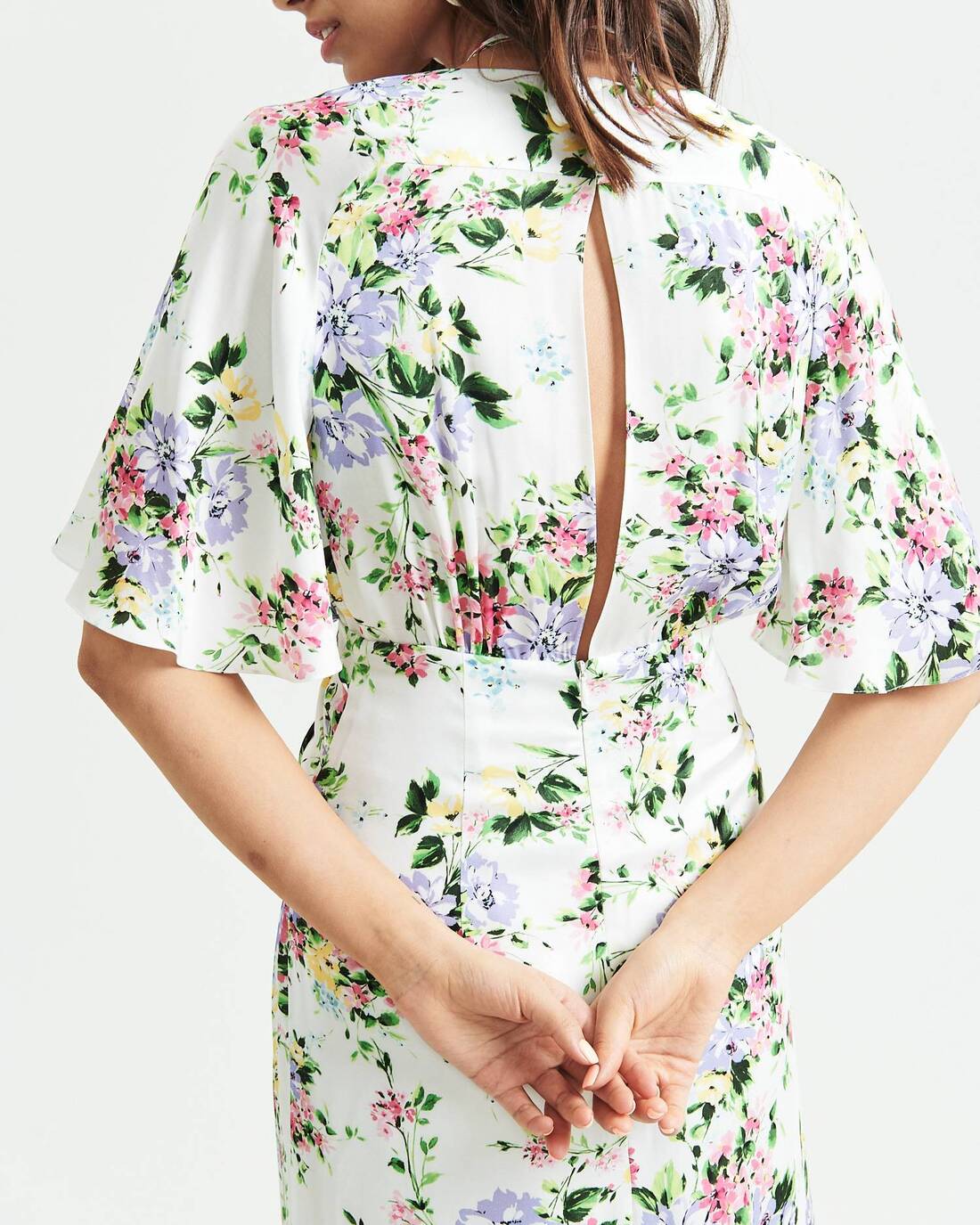 Floral print tea dress with flared sleeves 