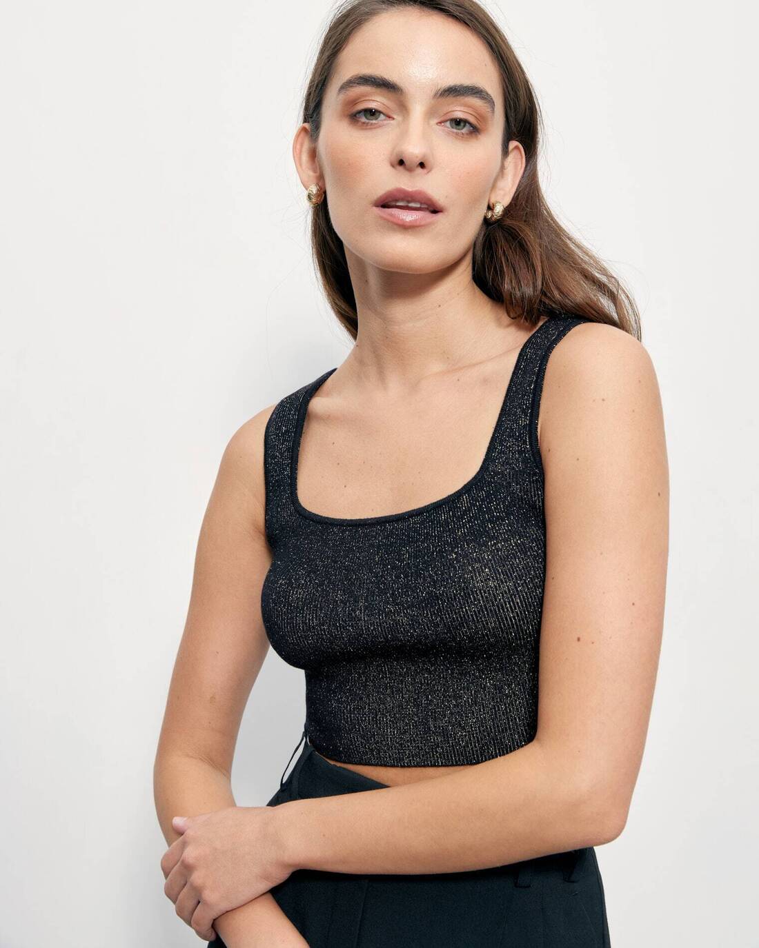 Cropped top with square neckline 