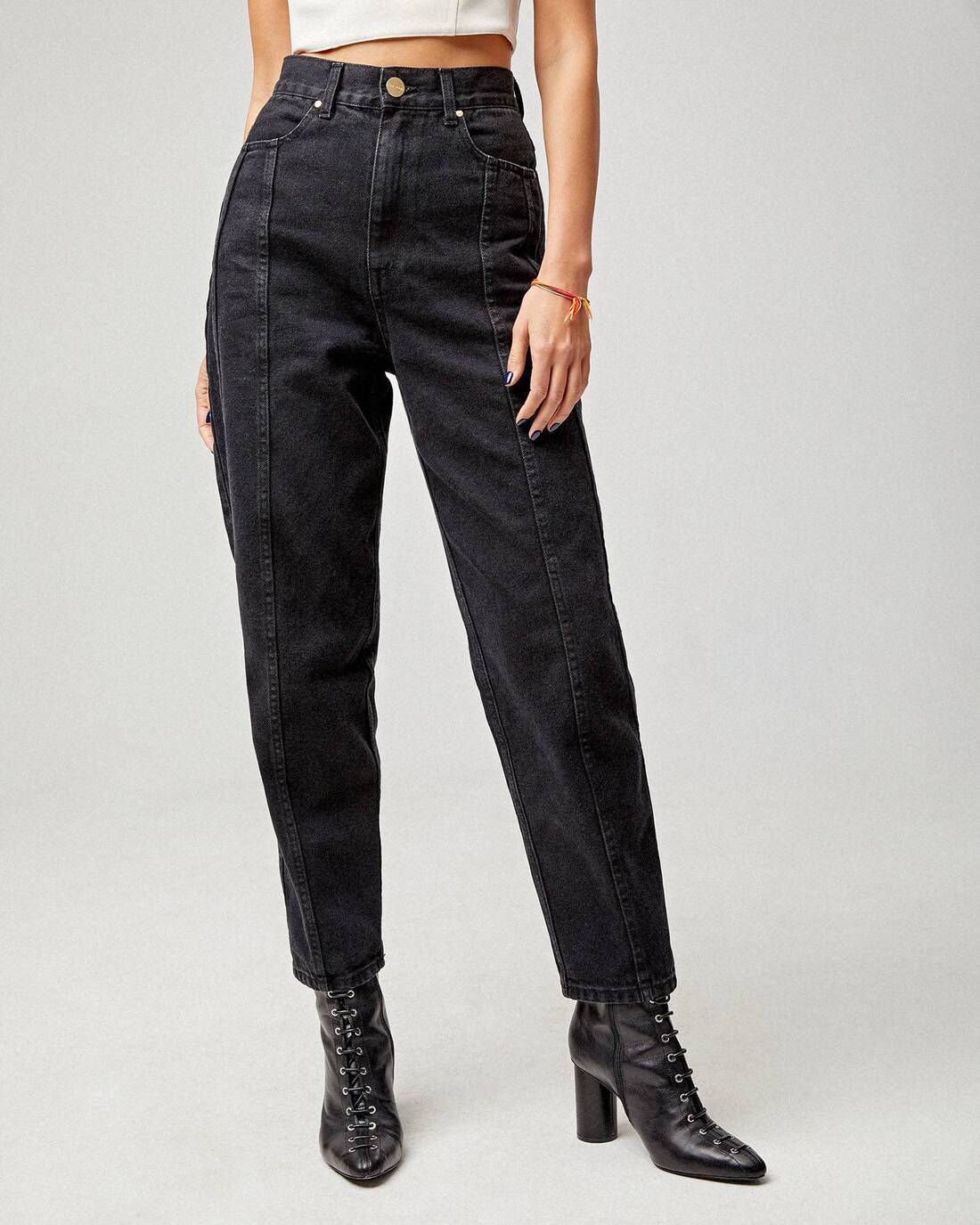 Black mom-fit jeans