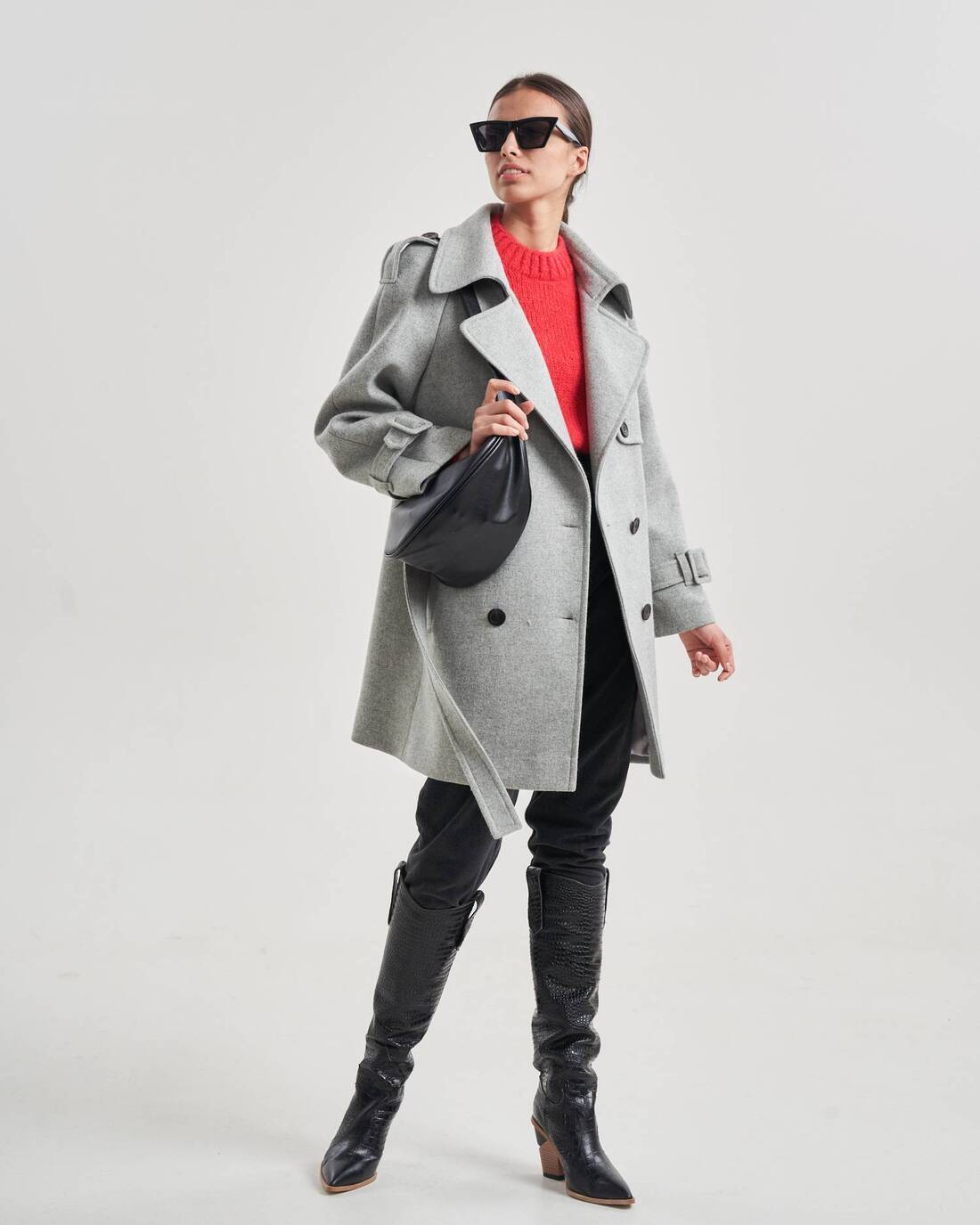 Cropped belted trenchcoat