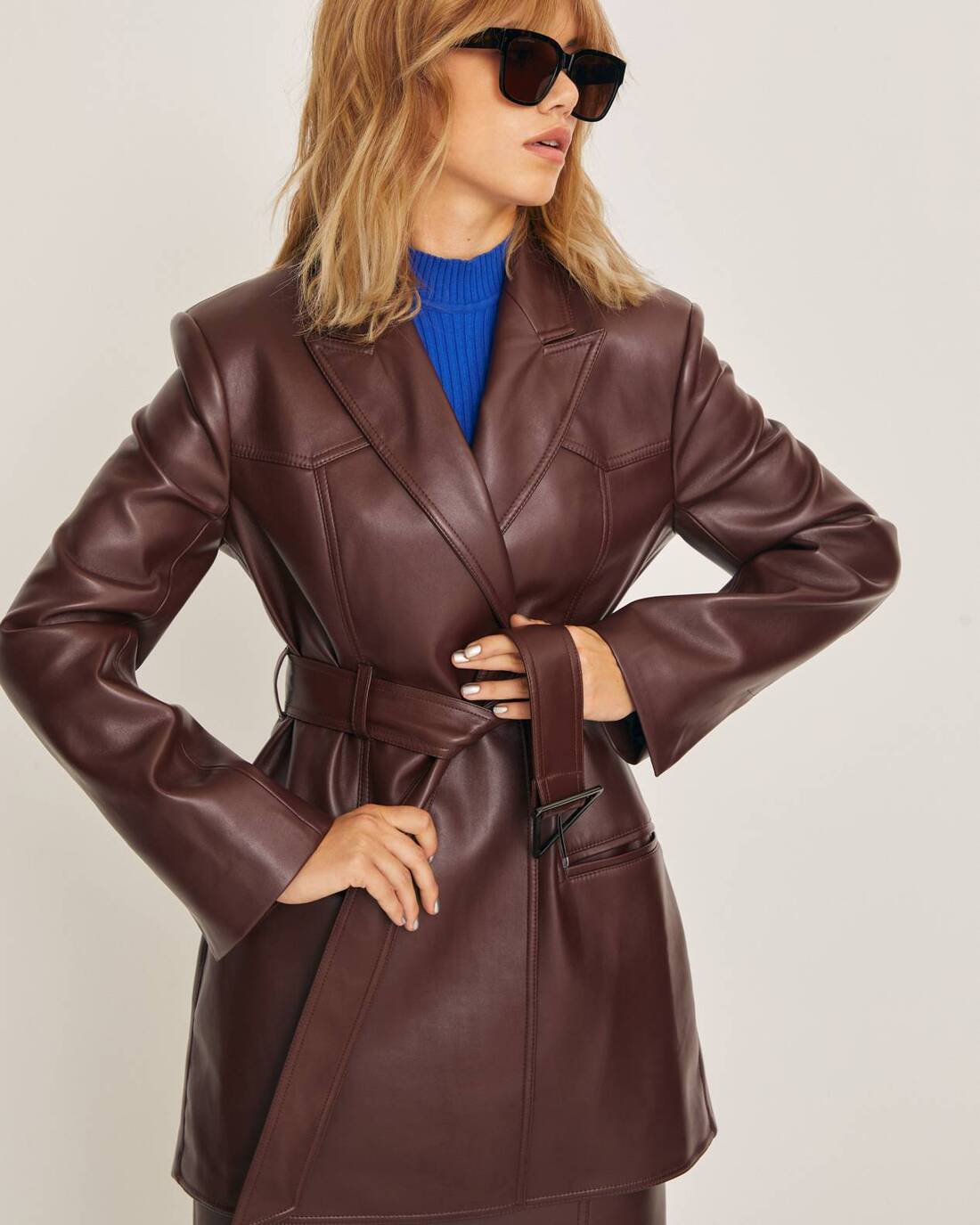 Single-breasted faux leather jacket 