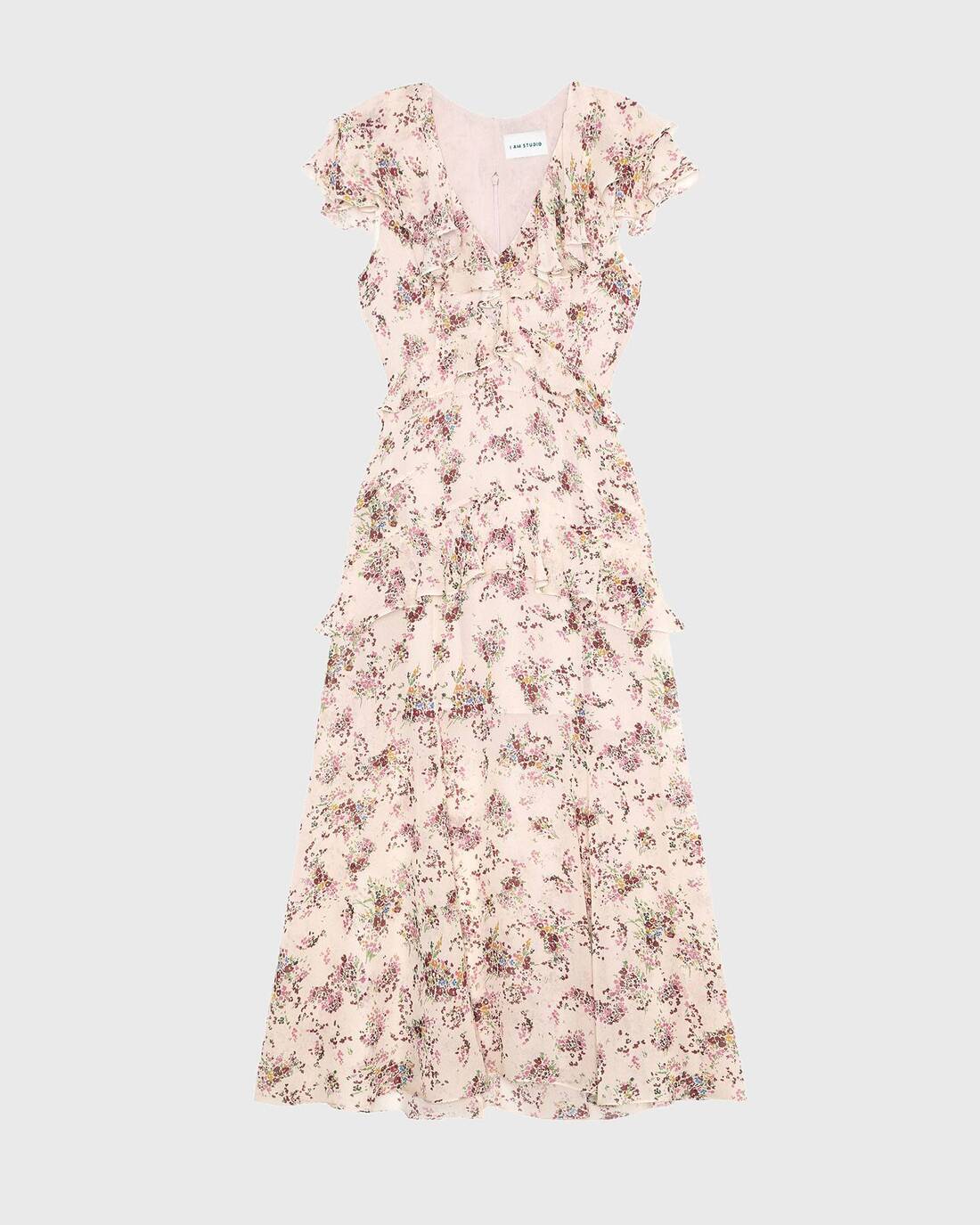 Floral print ruched tea dress