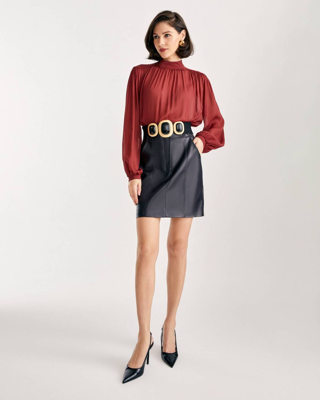 Eco-leather mini skirt