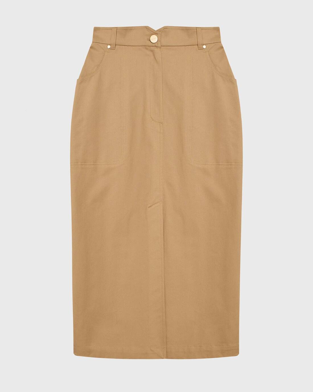 Twill midi skirt with relief detailing