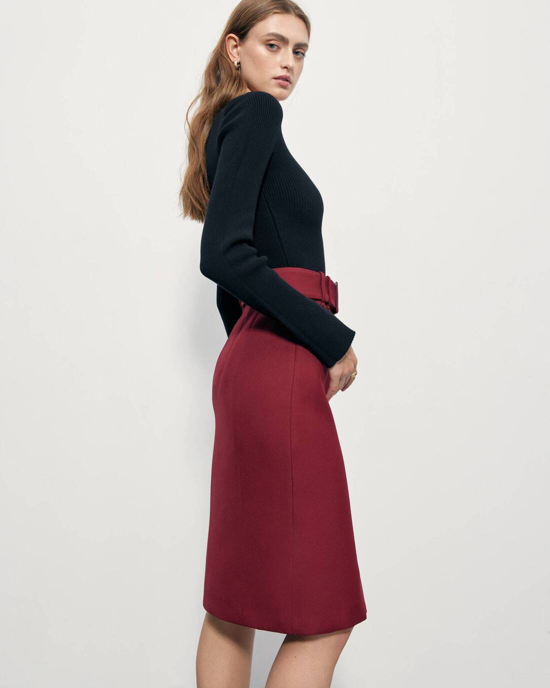 Straight silhouette midi skirt 