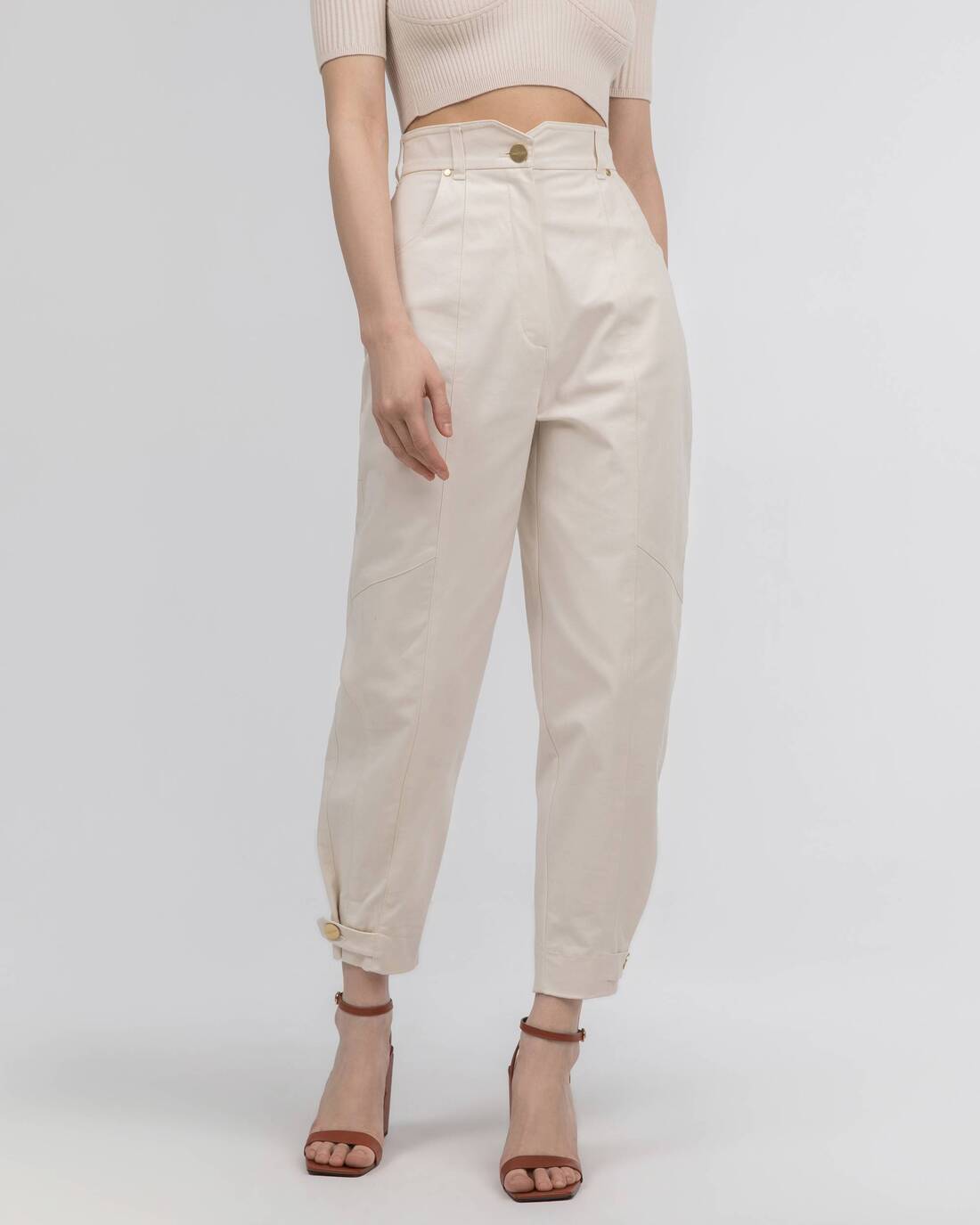 Twill pants with relief detailing