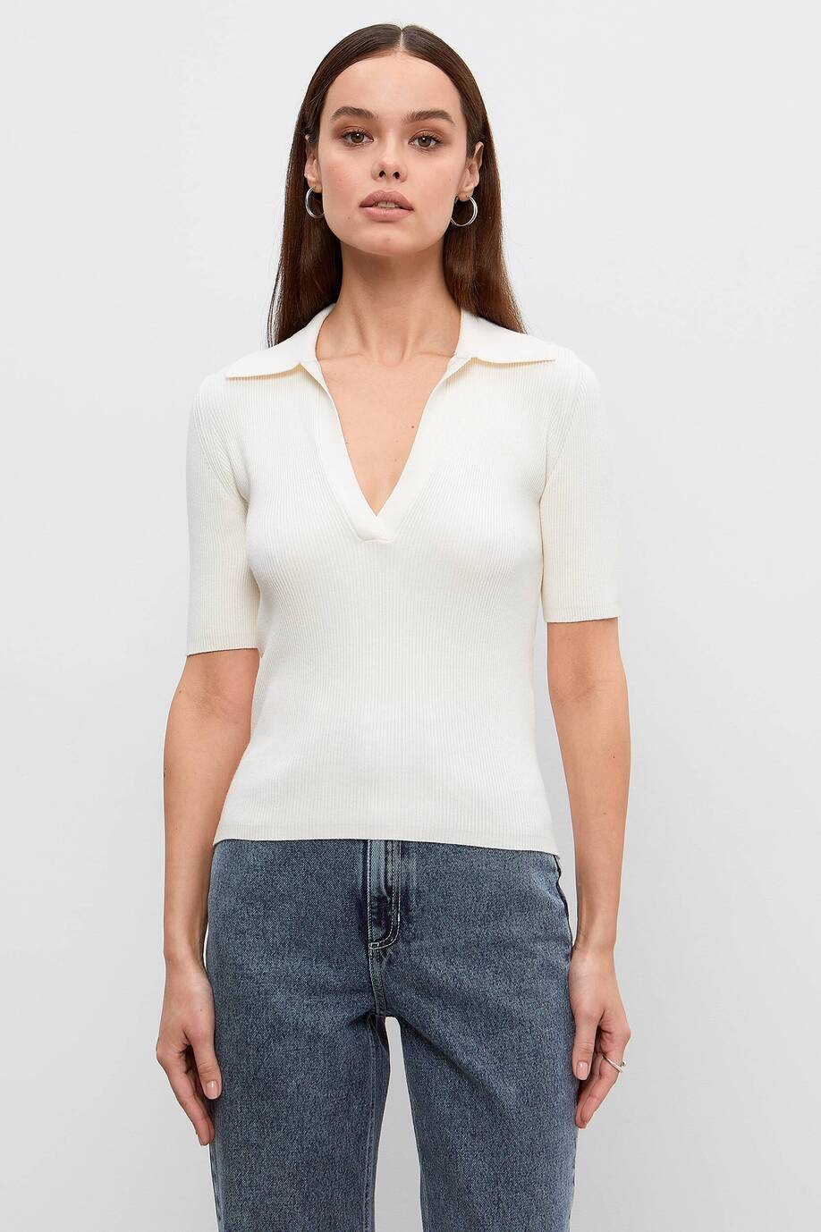 Ribbed polo jumper