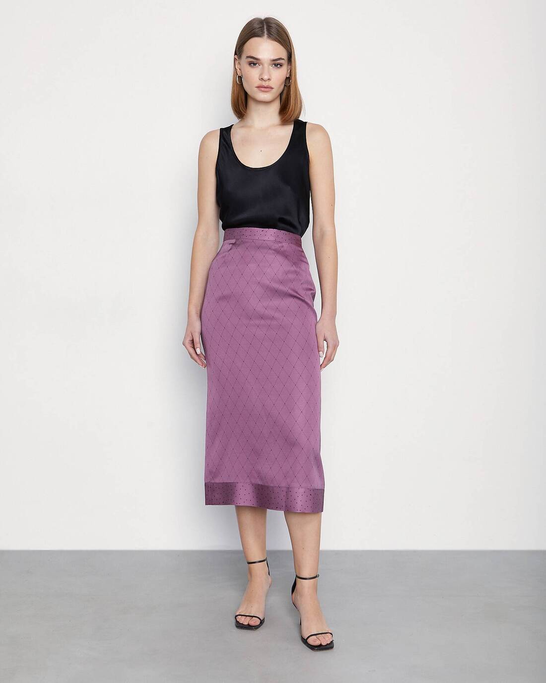 Belted waist midi skirt