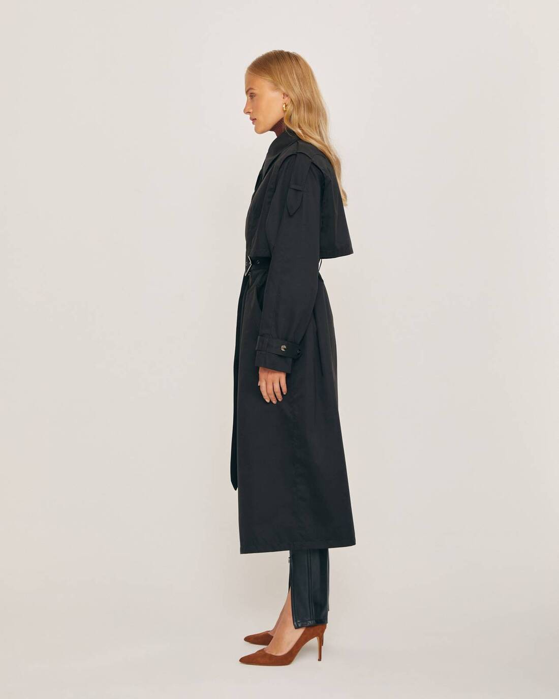 Textured straight-fit coat