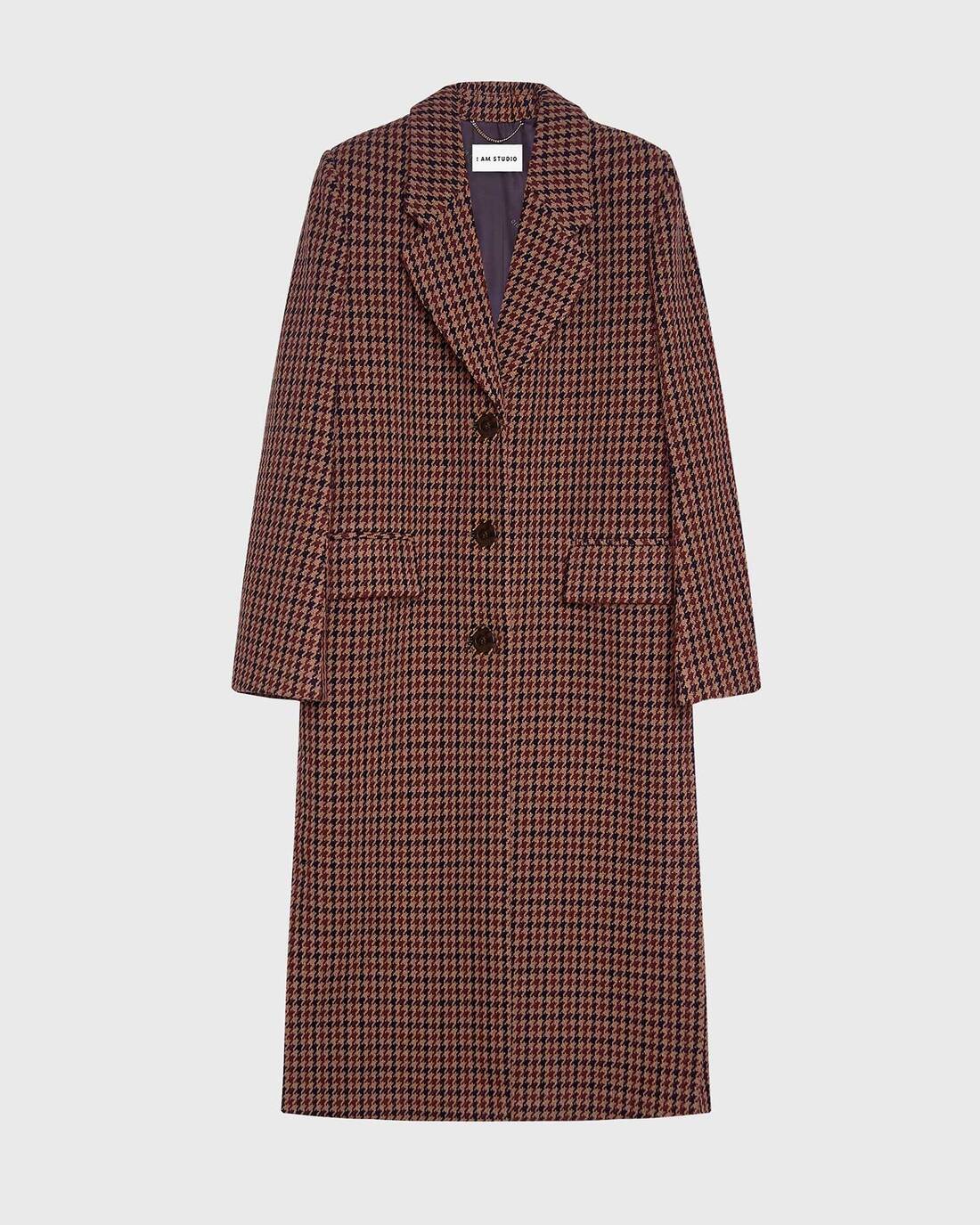 Single-breasted checked coat