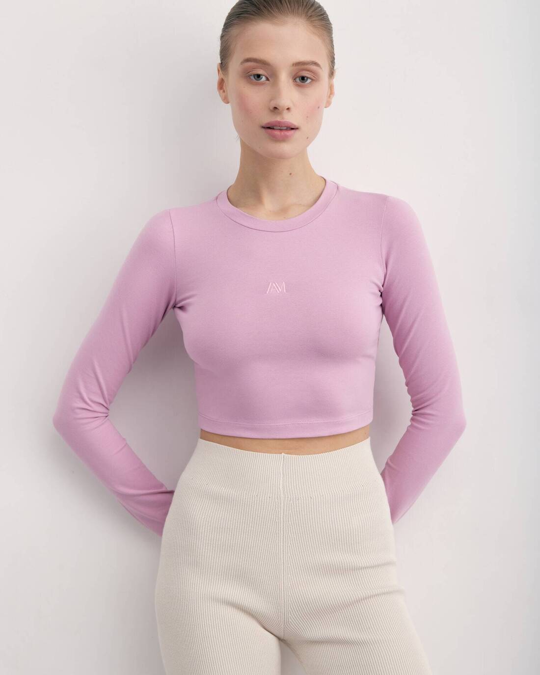 Cropped long sleeve with embroidery 