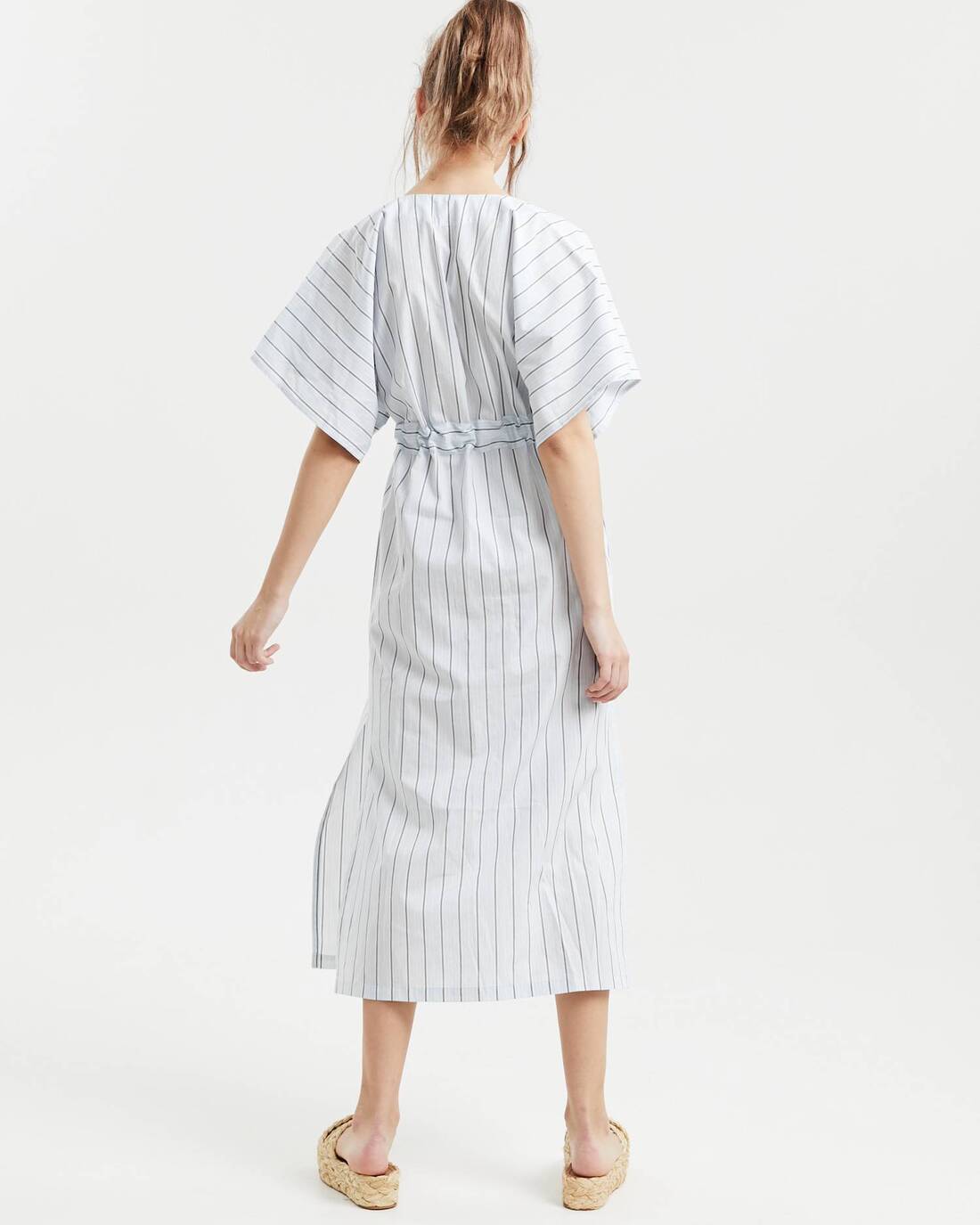 Striped cotton wrap dress