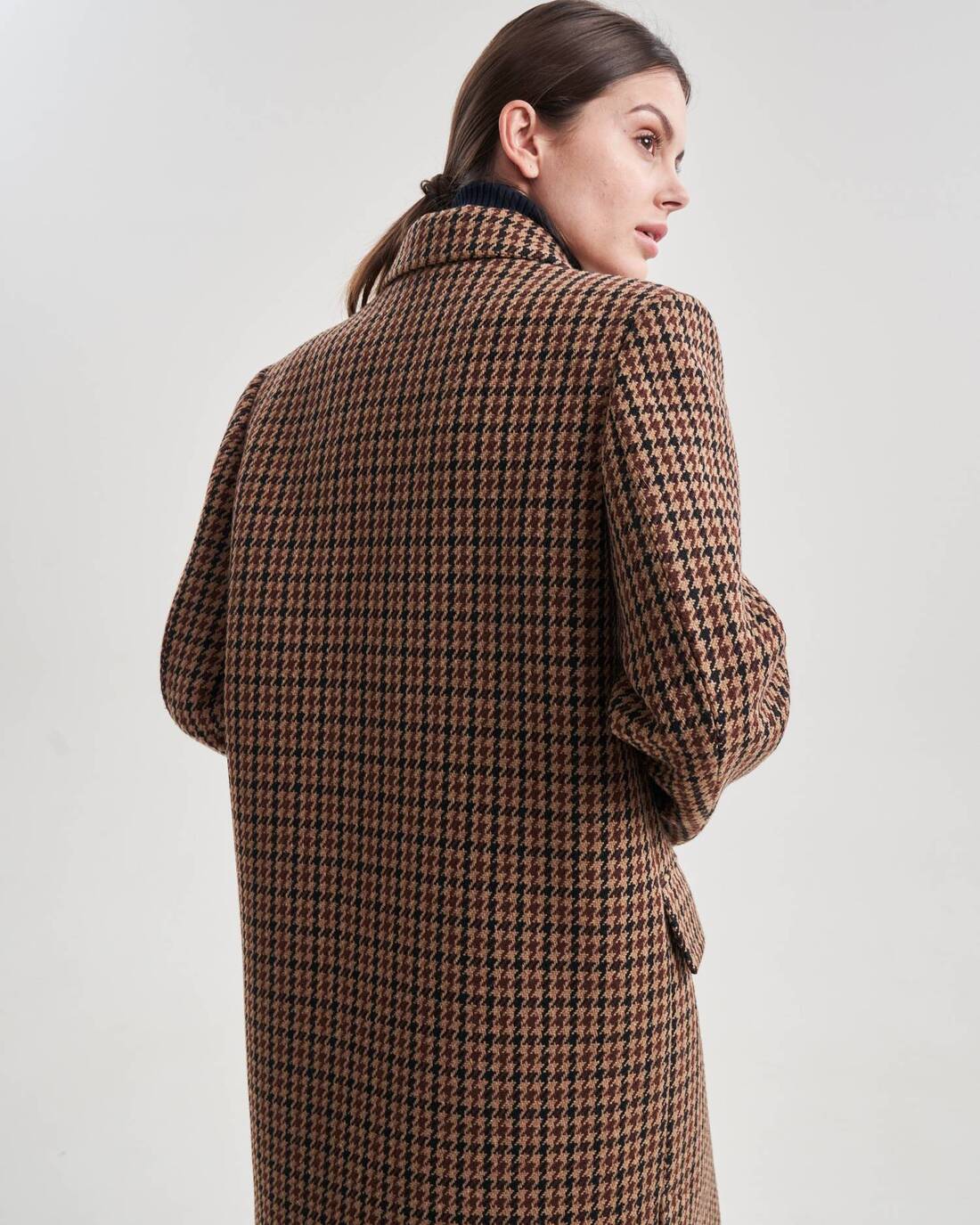 Single-breasted checked coat