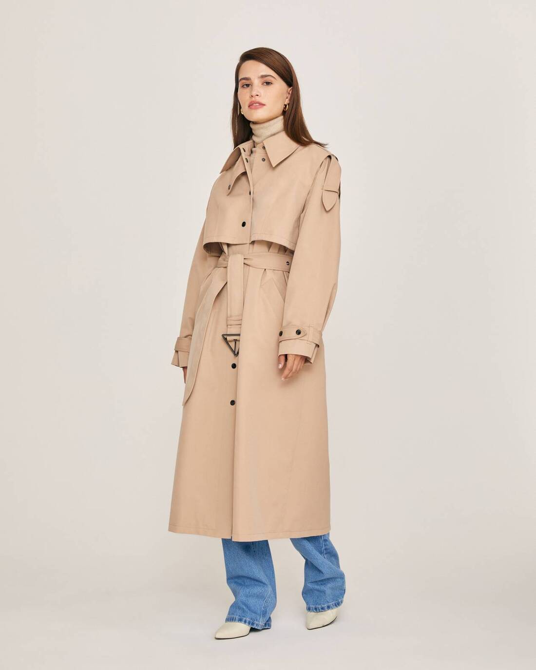 Textured straight-fit coat