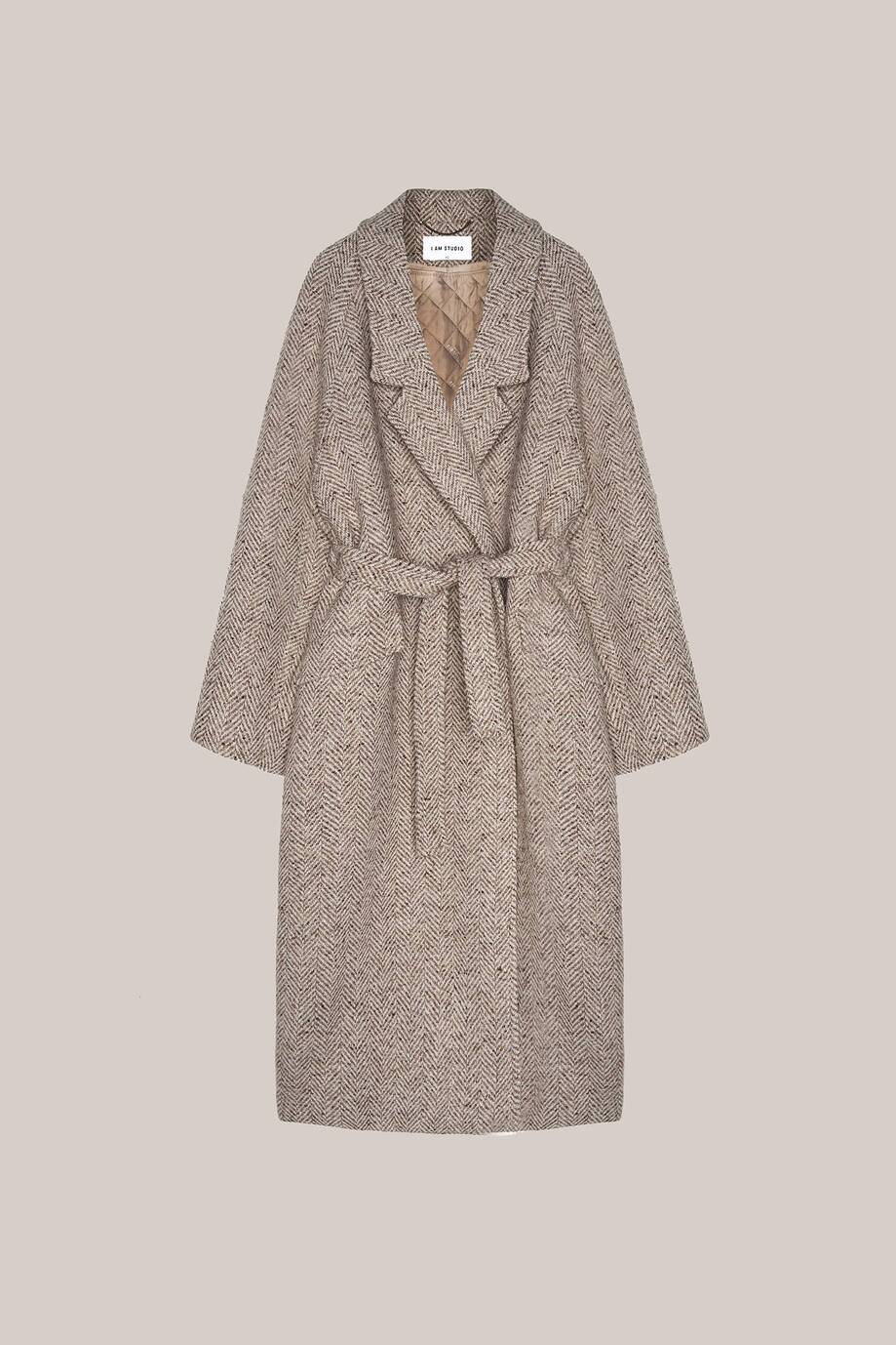 Oversized tweed robe coat 