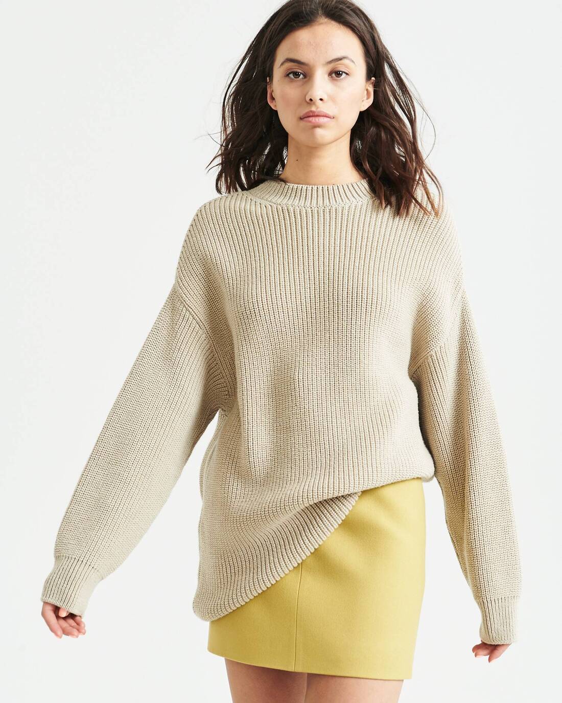 Elongated oversize knit sweater