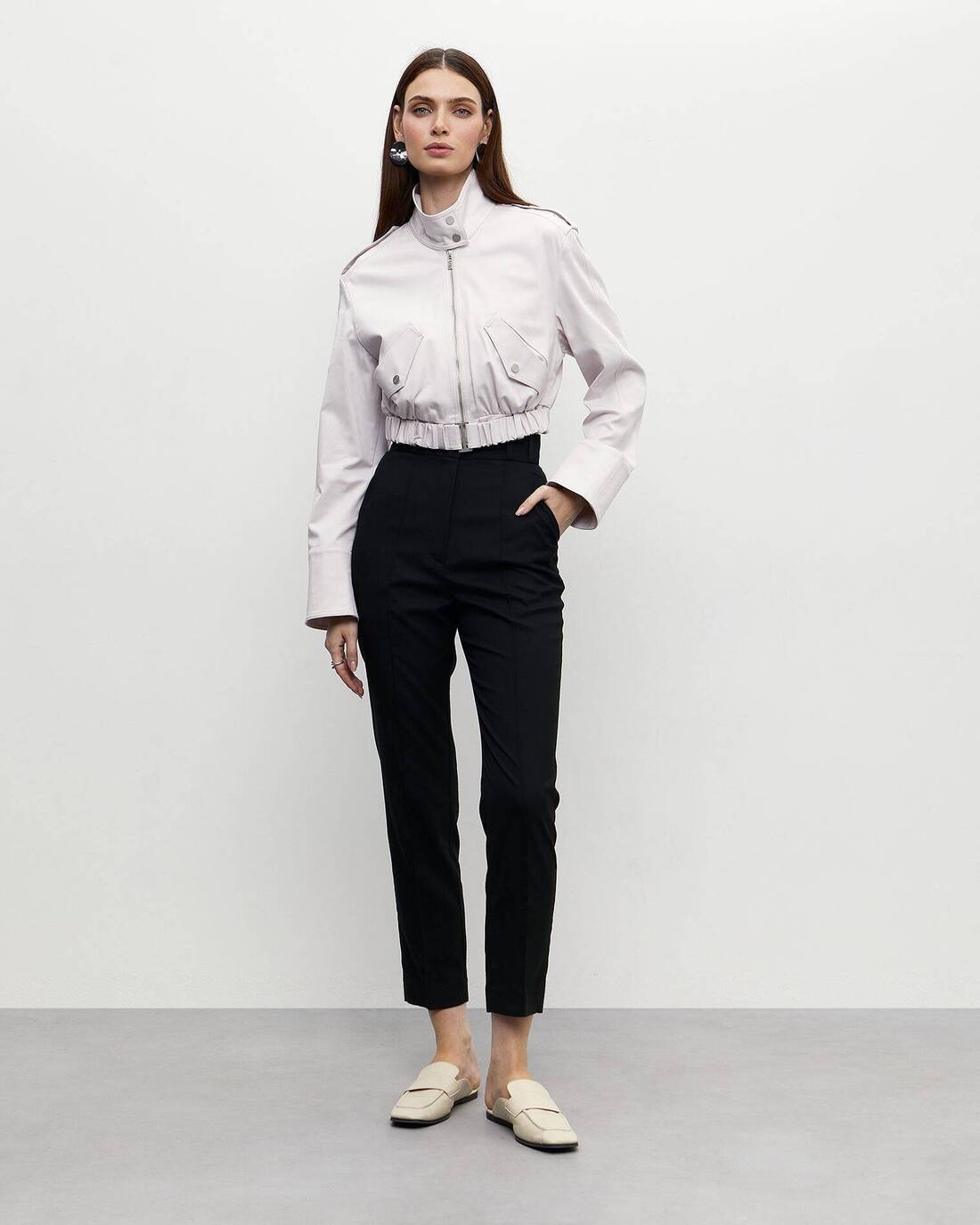 Suit fabric cropped jacket