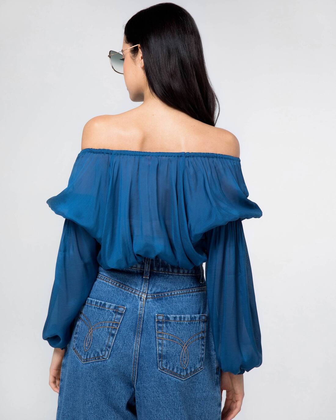 Cropped ruched blouse