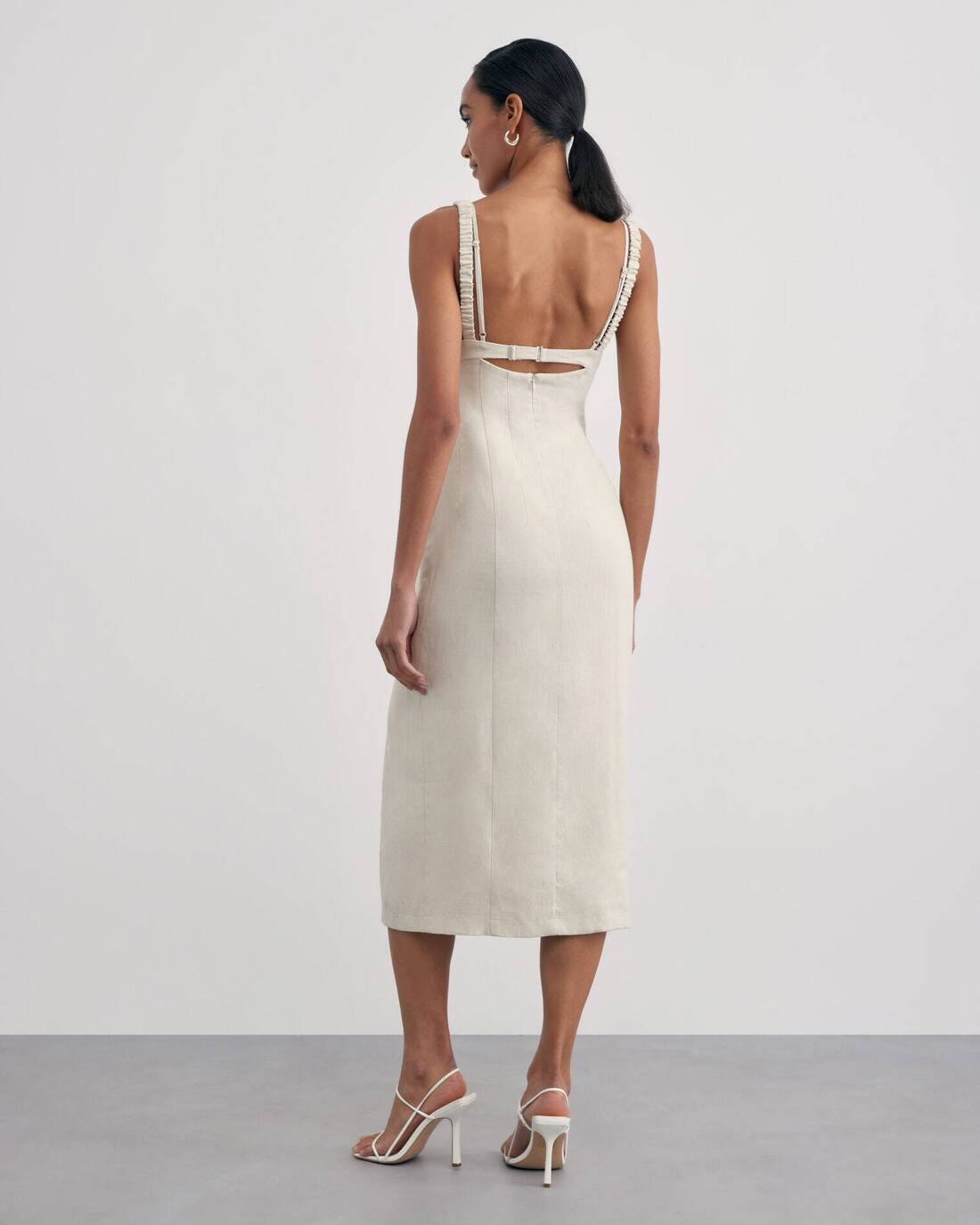 Fitted linen midi dress 