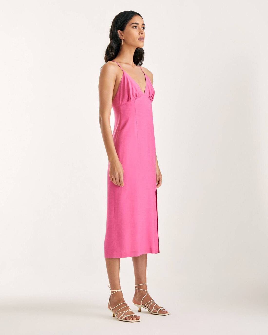 Midi length pinafore dress