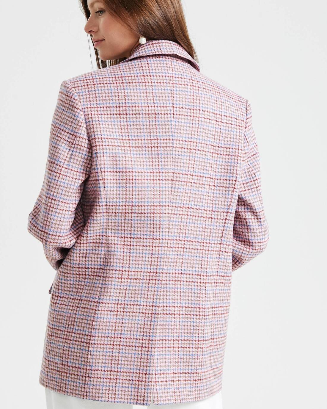 Fitted checked wool blazer