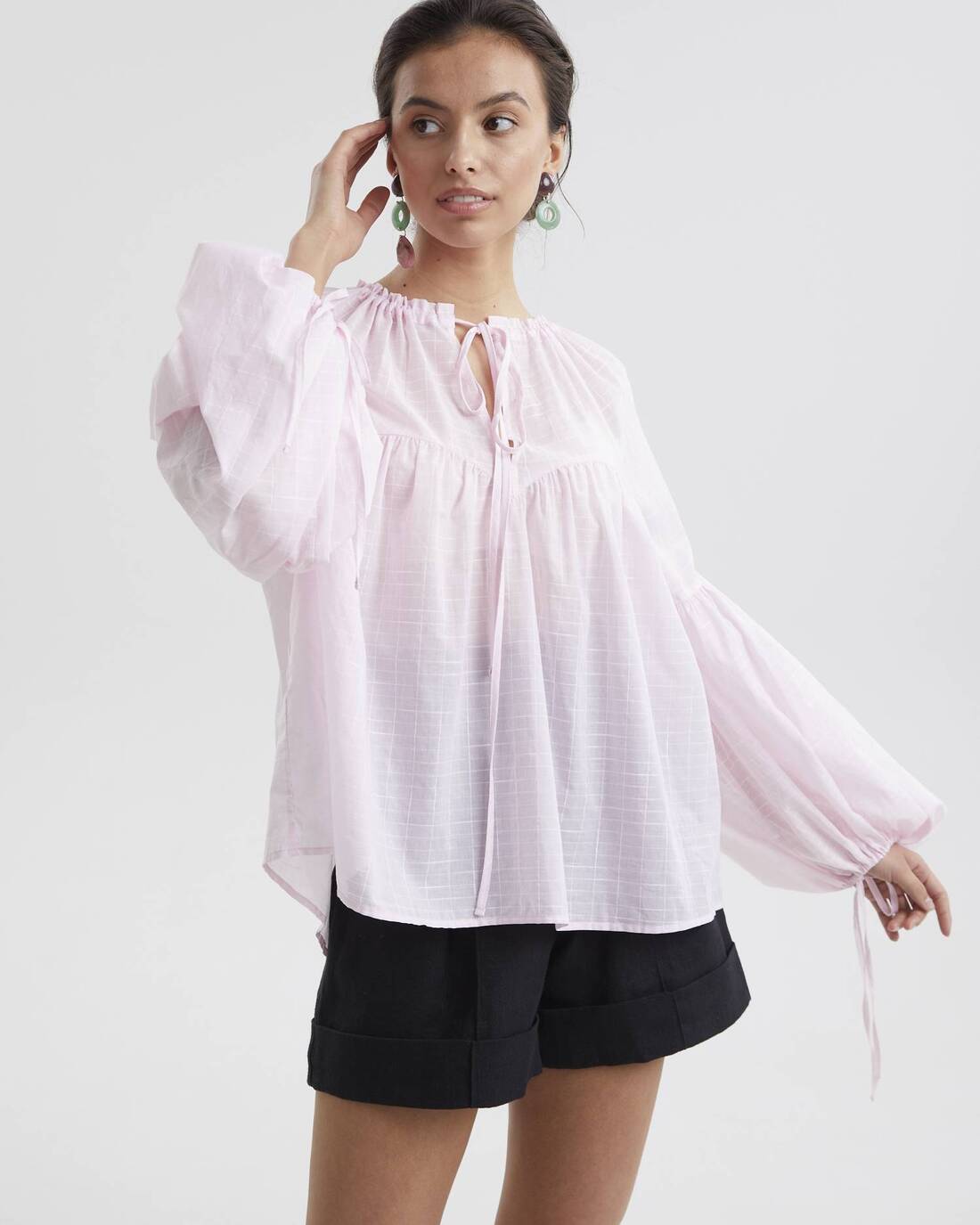 Ruched flouced blouse