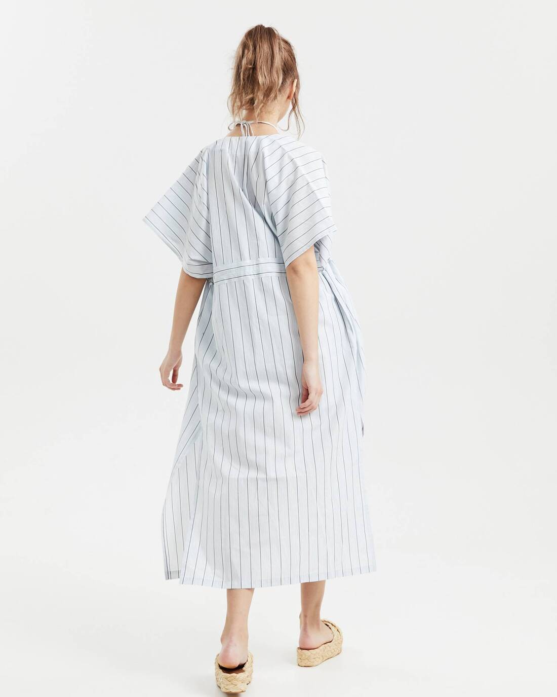 Striped cotton wrap dress