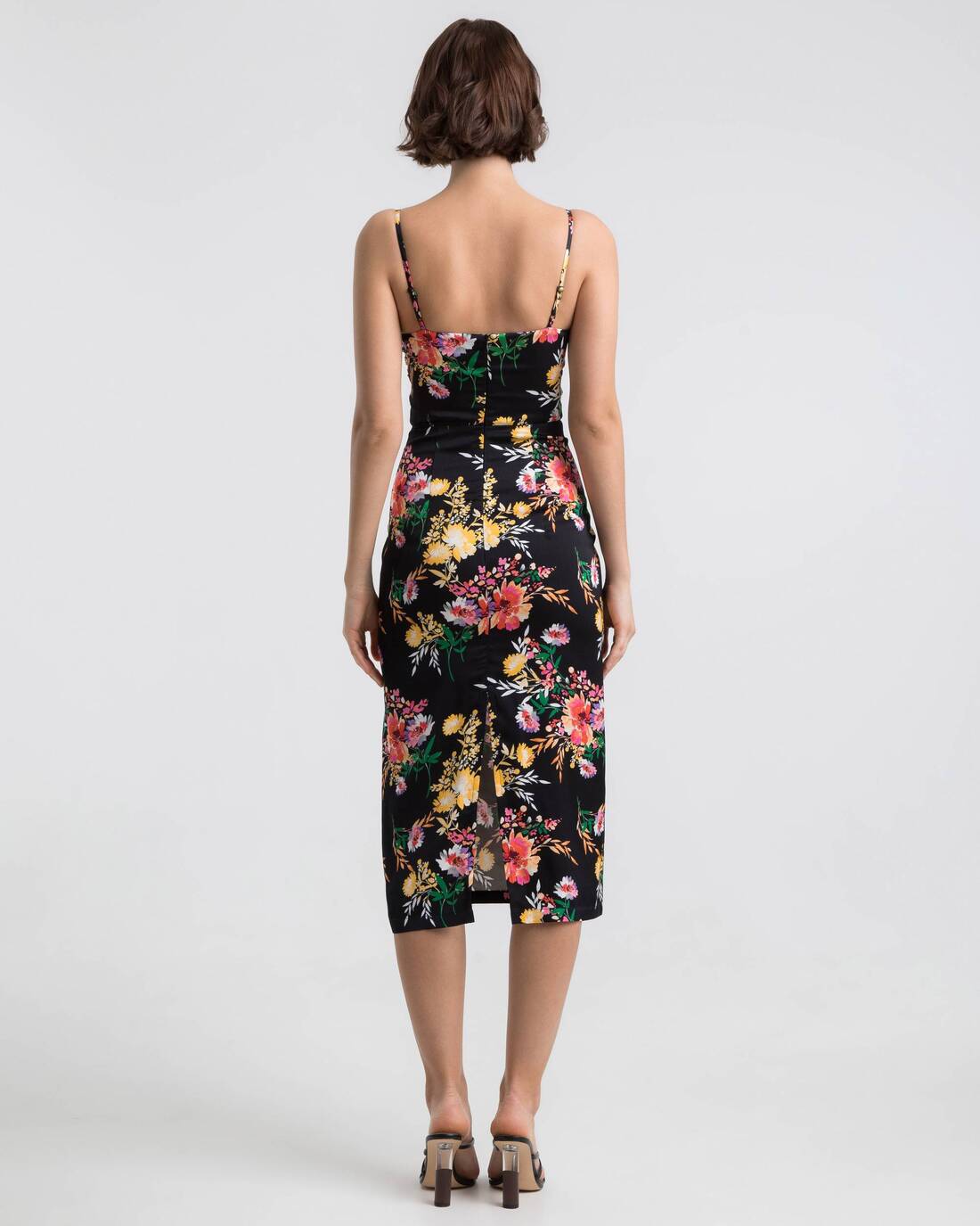 Printed ruched bustier dress
