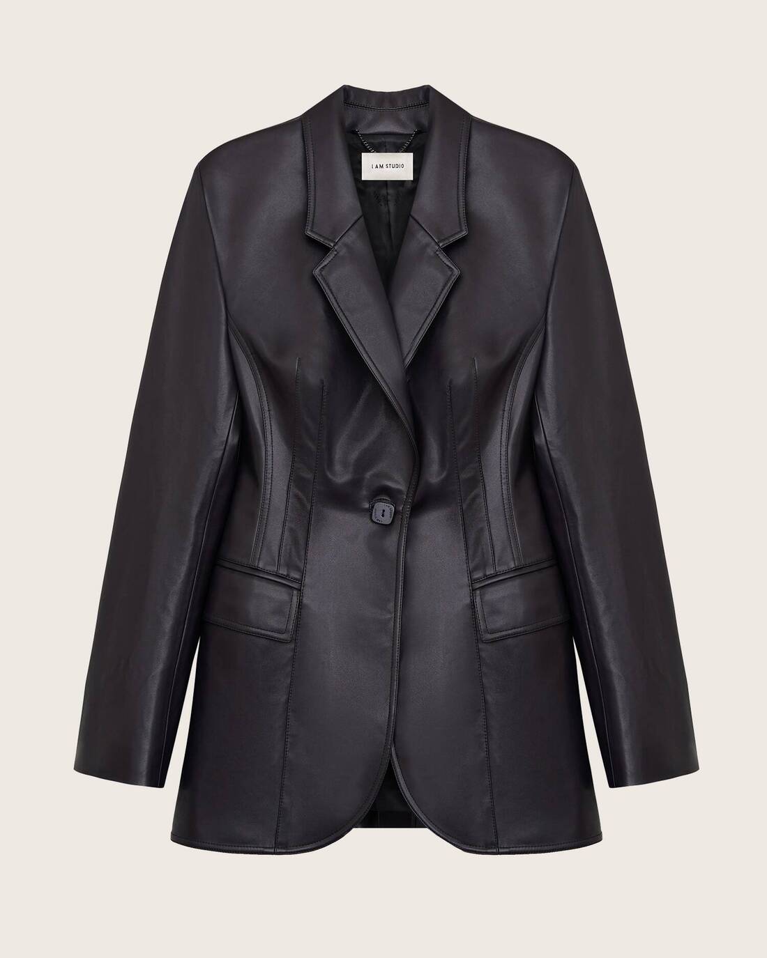 Corset cut eco-leather jacket 